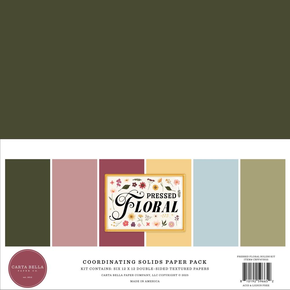 Carta Bella - Pressed Floral - 12x12 Collection + Solids Bundle Kit