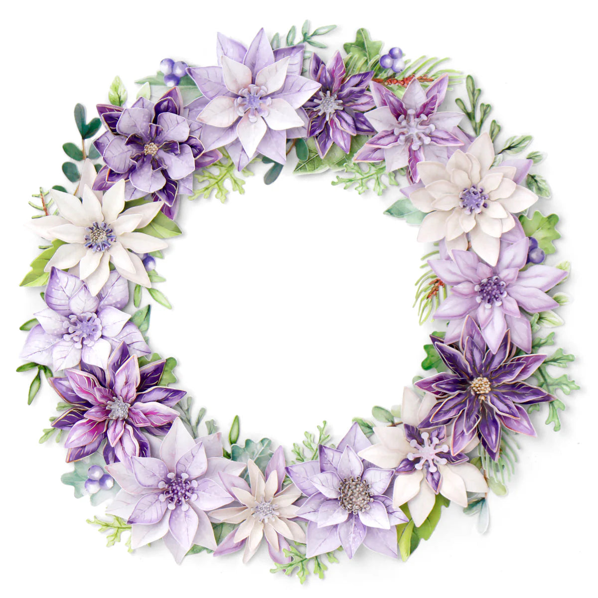 Katy Sue - Die Cut Flowers & Leaves - Dusky Violet Blooms (3/sheets)