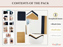 CrafTreat - Scrapbook Blank Quick Folio - Envelope Pocket Folio, Black, Kraft, White