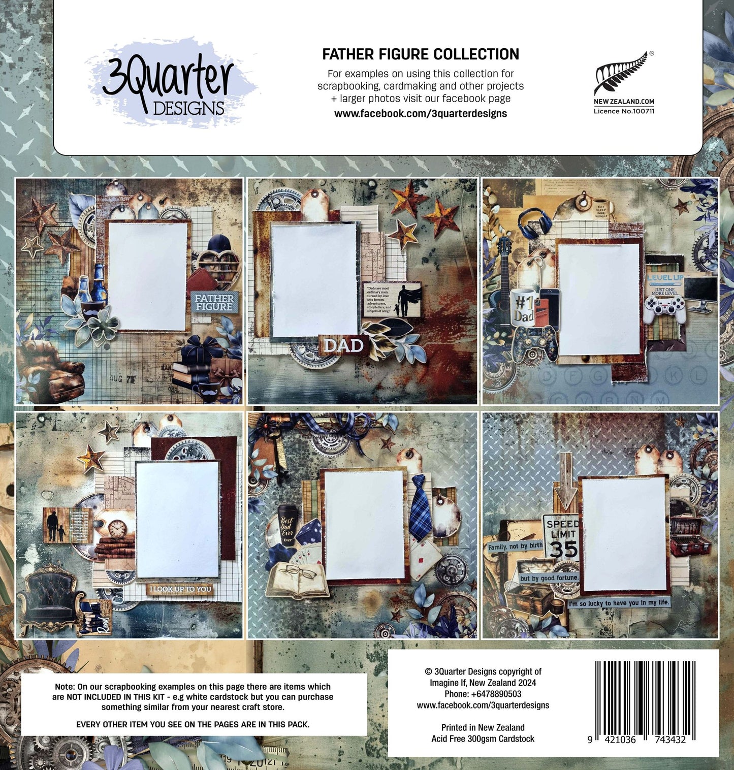 3Quarter Designs - 12x12 Paper Pack - Father Figure - The Crafty Kiwi