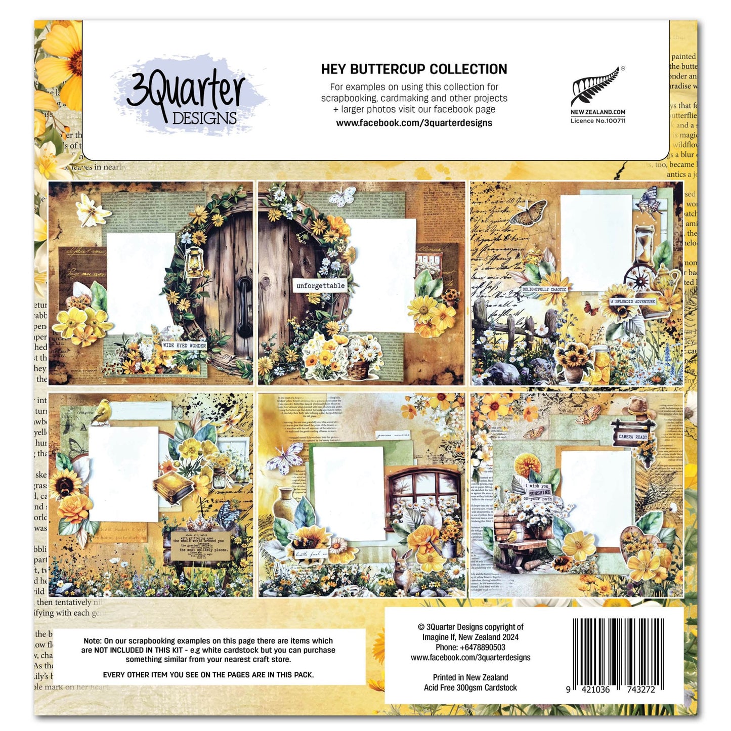 3Quarter Designs - 12x12 Paper Pack - Hey Buttercup - The Crafty Kiwi