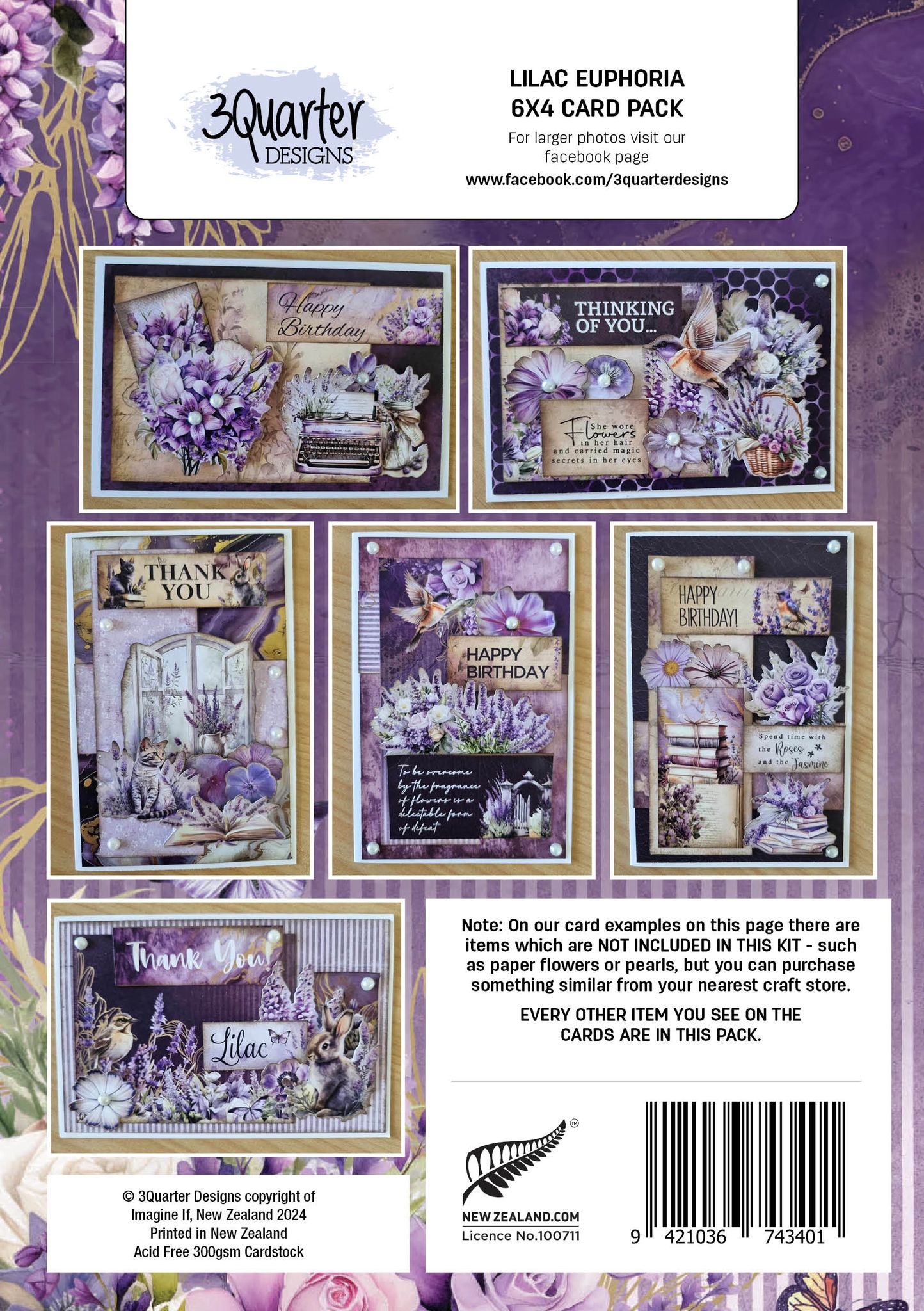 3Quarter Designs - 6x4 Card Making Pack - Lilac Euphoria - The Crafty Kiwi