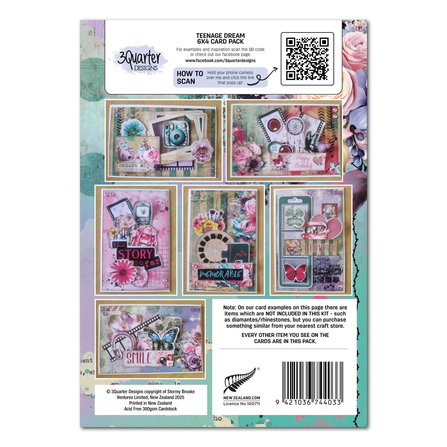 3Quarter Designs - 6x4 Card Making Pack - Teenage Dream - The Crafty Kiwi