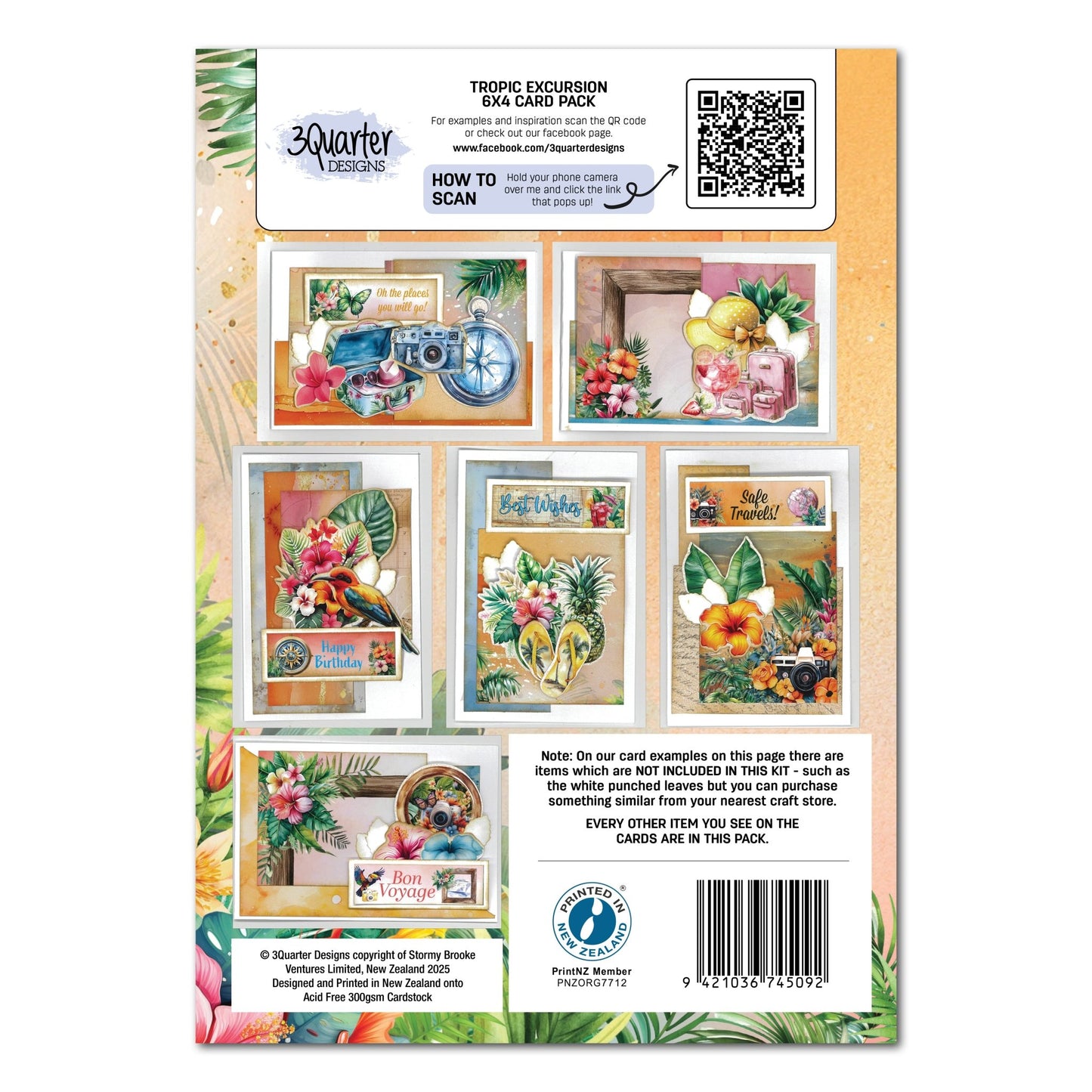 3Quarter Designs - 6x4 Card Making Pack - Tropic Excursion - The Crafty Kiwi
