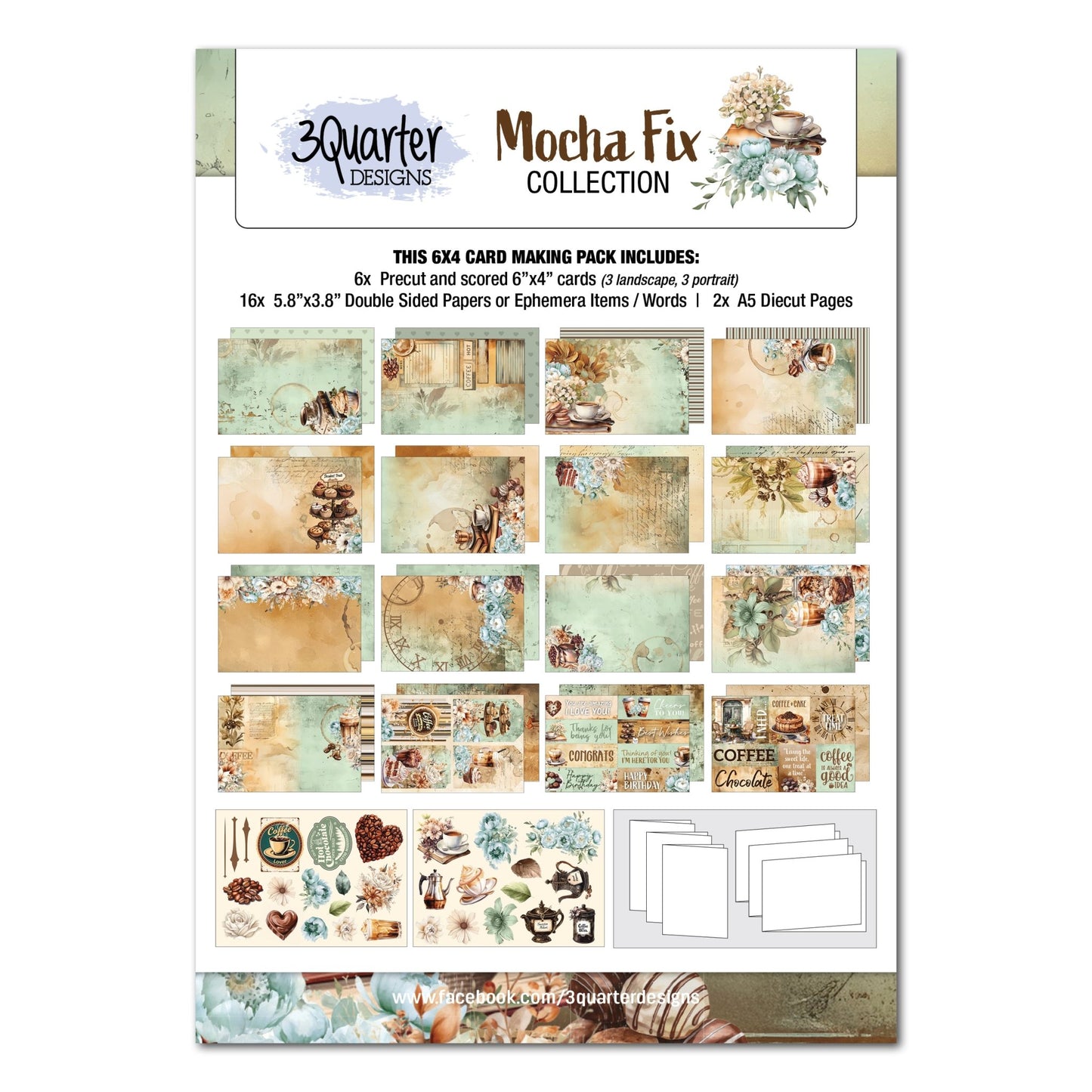 3Quarter Designs - 6x4 Mocha Fix Card Making Pack - The Crafty Kiwi