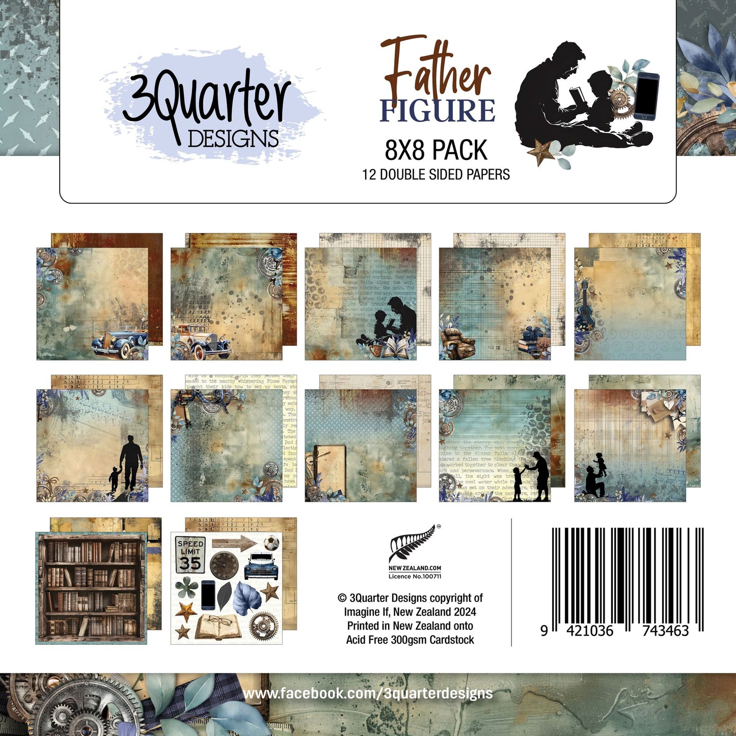 3Quarter Designs - 8x8 Paper Pack - Father Figure - The Crafty Kiwi