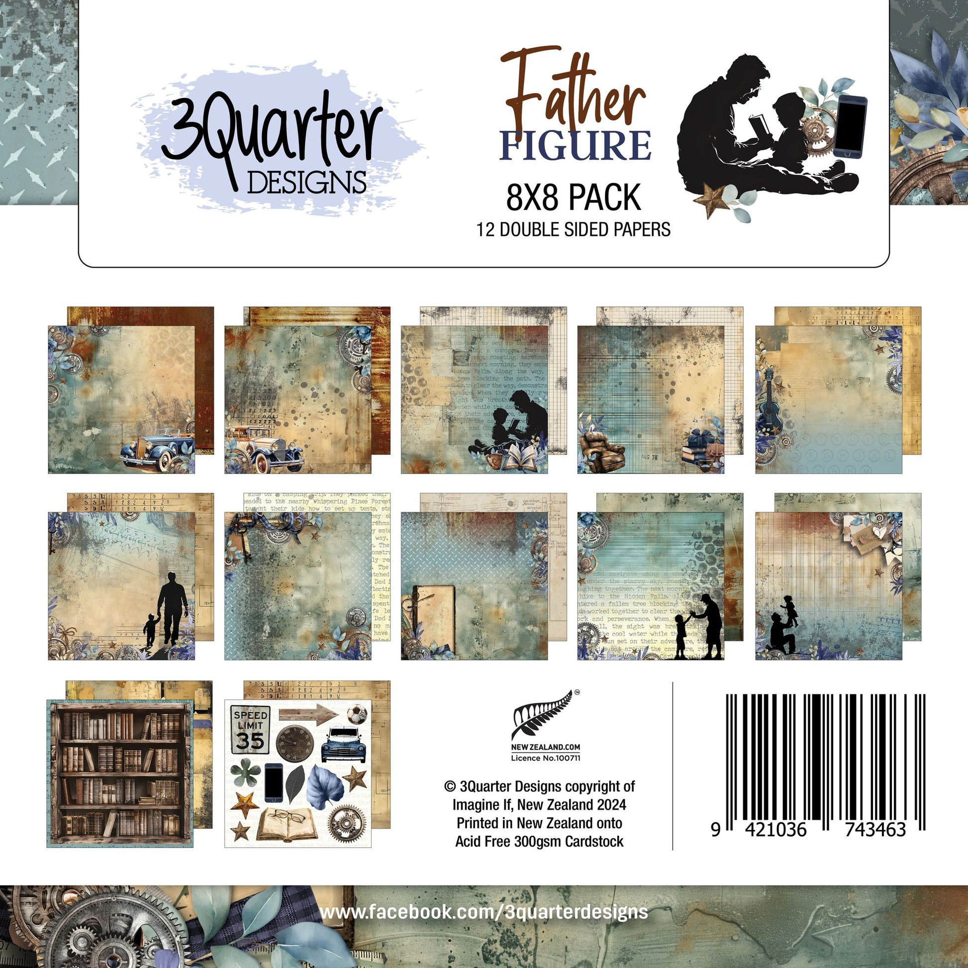 3Quarter Designs - 8x8 Paper Pack - Father Figure - The Crafty Kiwi