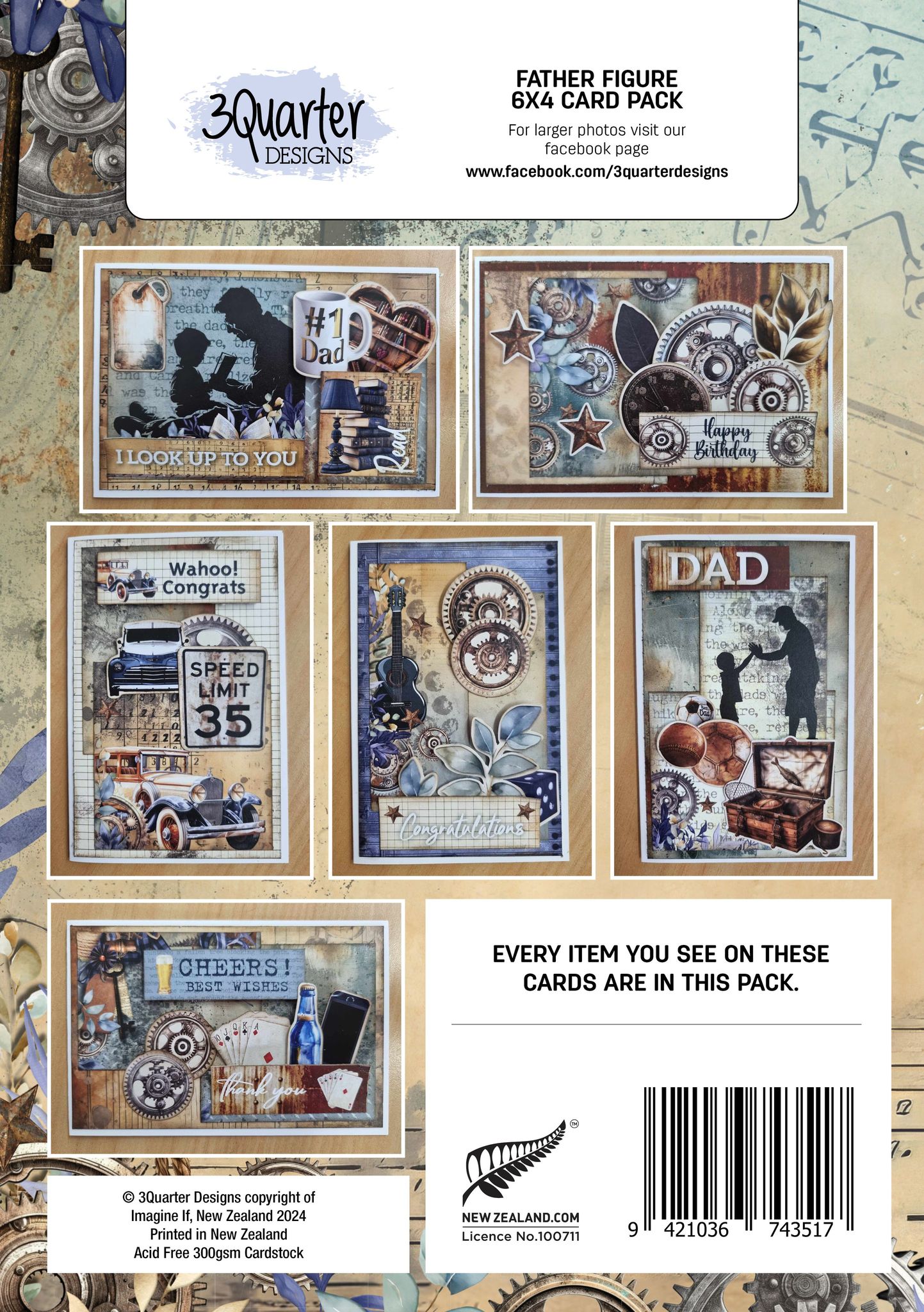 3Quarter Designs - Father Figure 6x4 Card Making Pack - The Crafty Kiwi