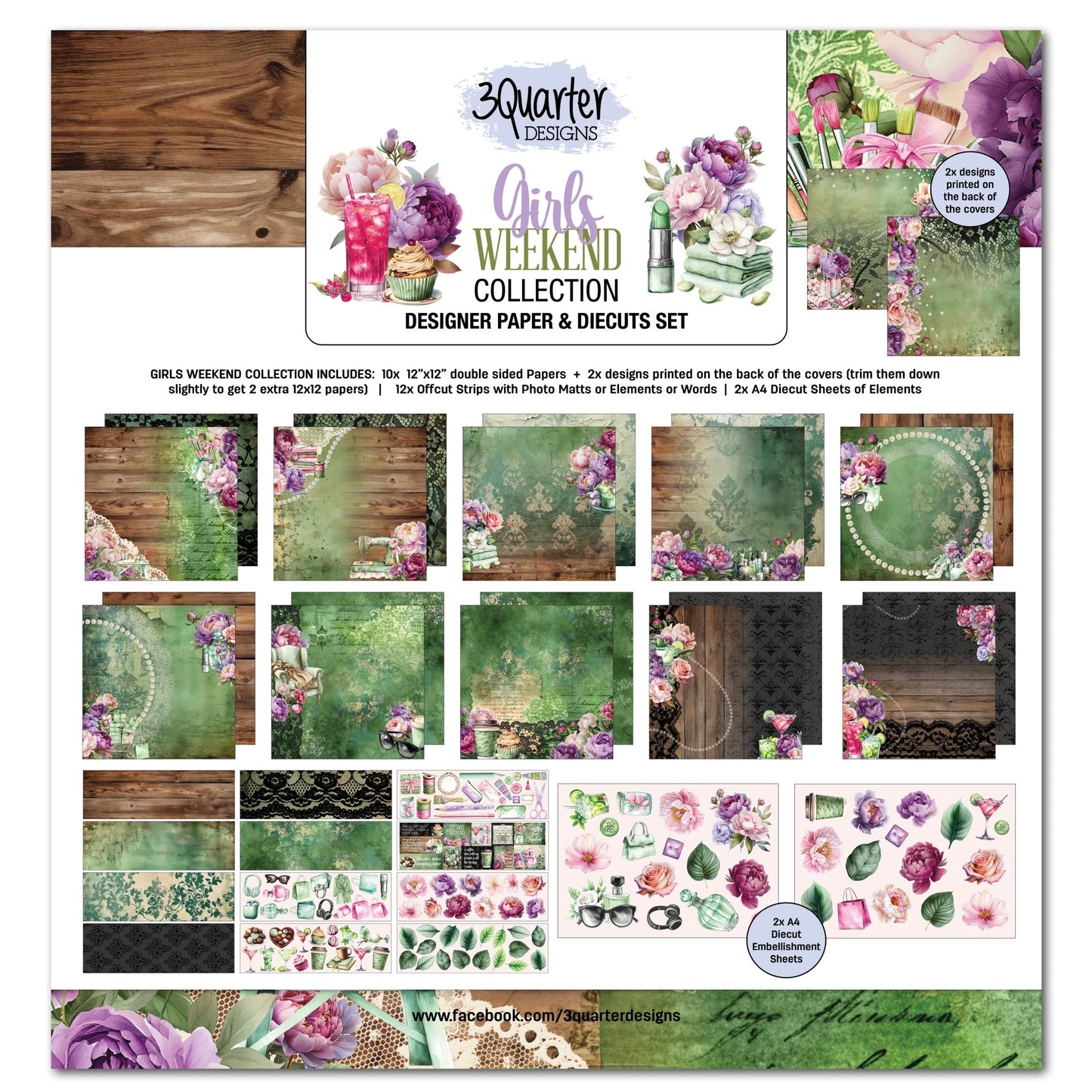 3Quarter Designs - Girls Weekend 12x12 Paper Pack - The Crafty Kiwi