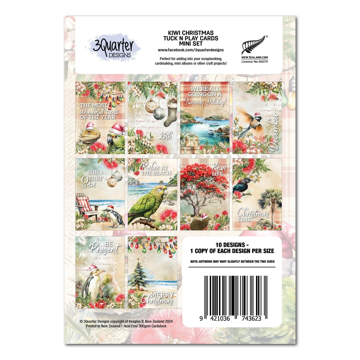 3Quarter Designs - Kiwi Christmas - Tuck 'n Play Cards Mini Set - The Crafty Kiwi