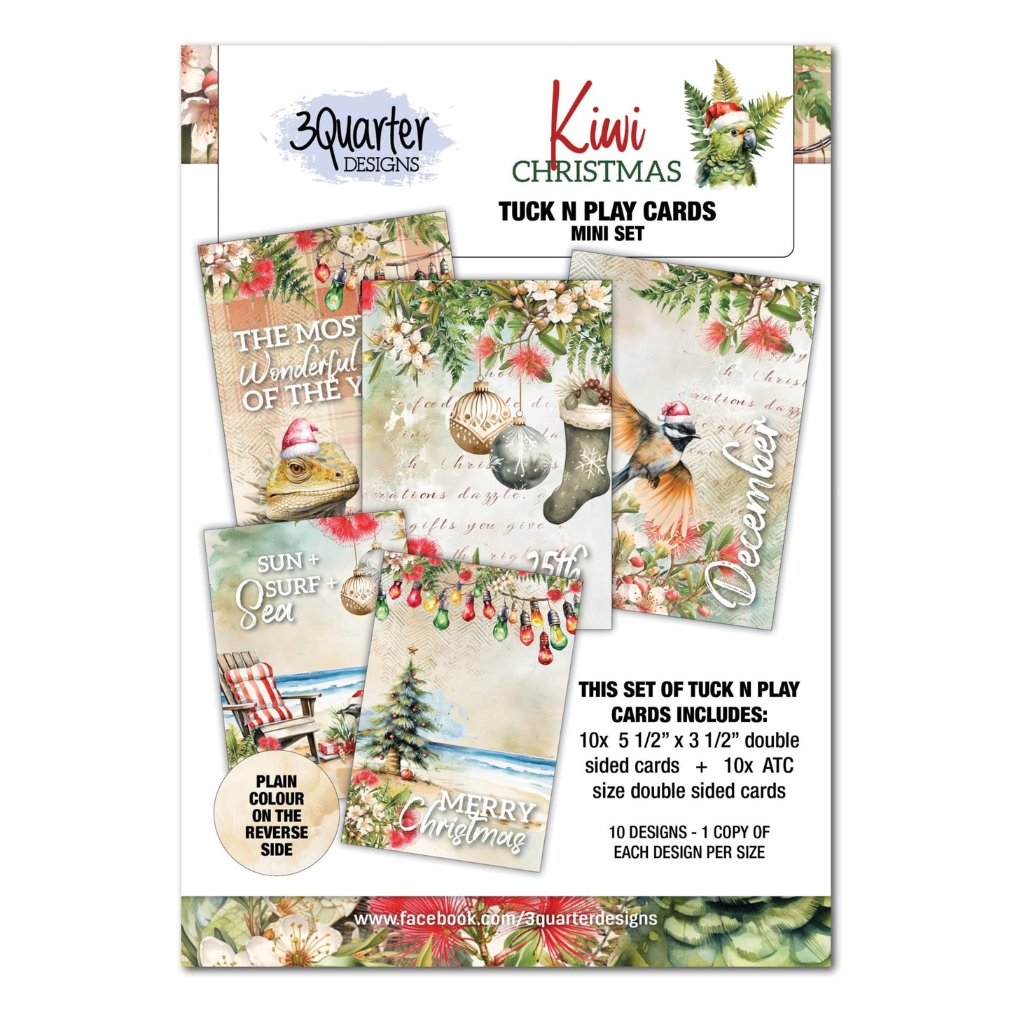 3Quarter Designs - Kiwi Christmas - Tuck 'n Play Cards Mini Set - The Crafty Kiwi