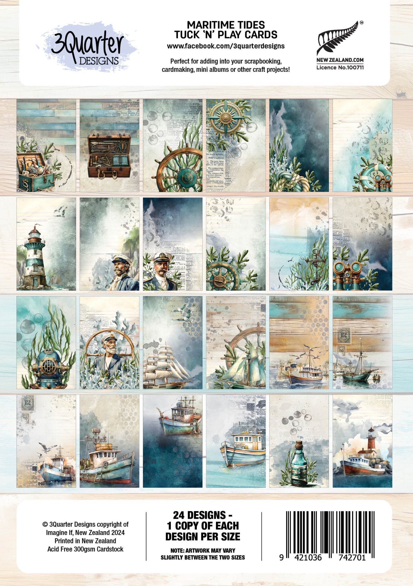 3Quarter Designs - Maritime Tides - Tuck 'n Play Cards - The Crafty Kiwi