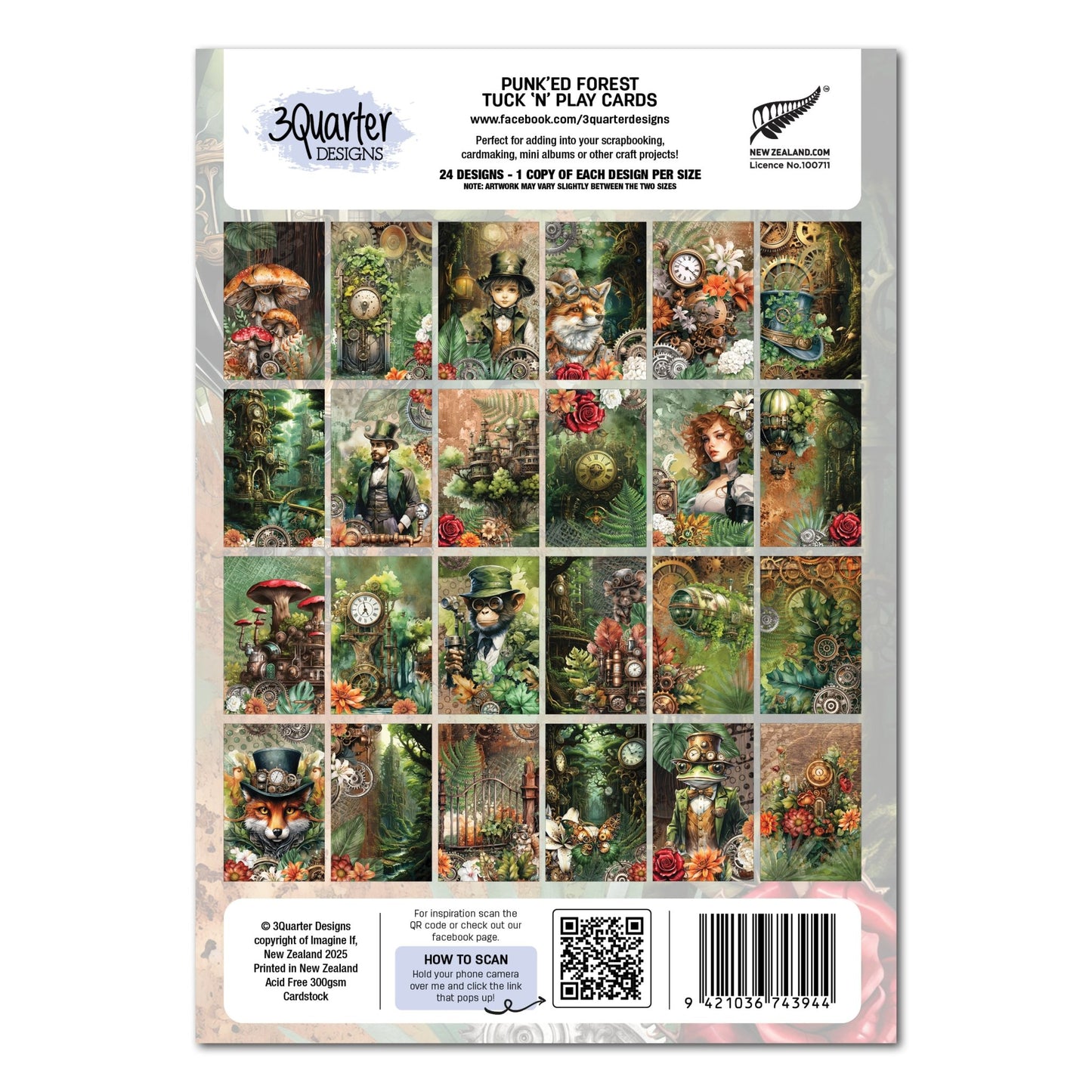 3Quarter Designs - Punk'ed Forest Tuck 'n Play Cards - The Crafty Kiwi