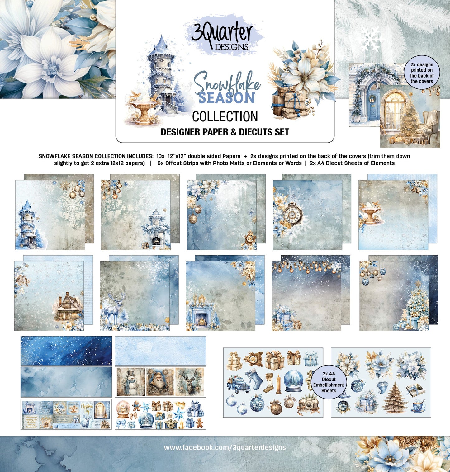 3Quarter Designs - Snowflake Season 12x12 Paper Pack - The Crafty Kiwi