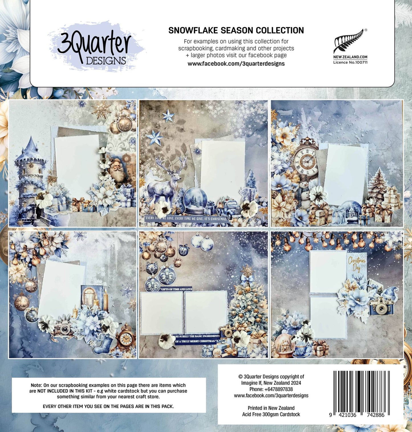 3Quarter Designs - Snowflake Season 12x12 Paper Pack - The Crafty Kiwi