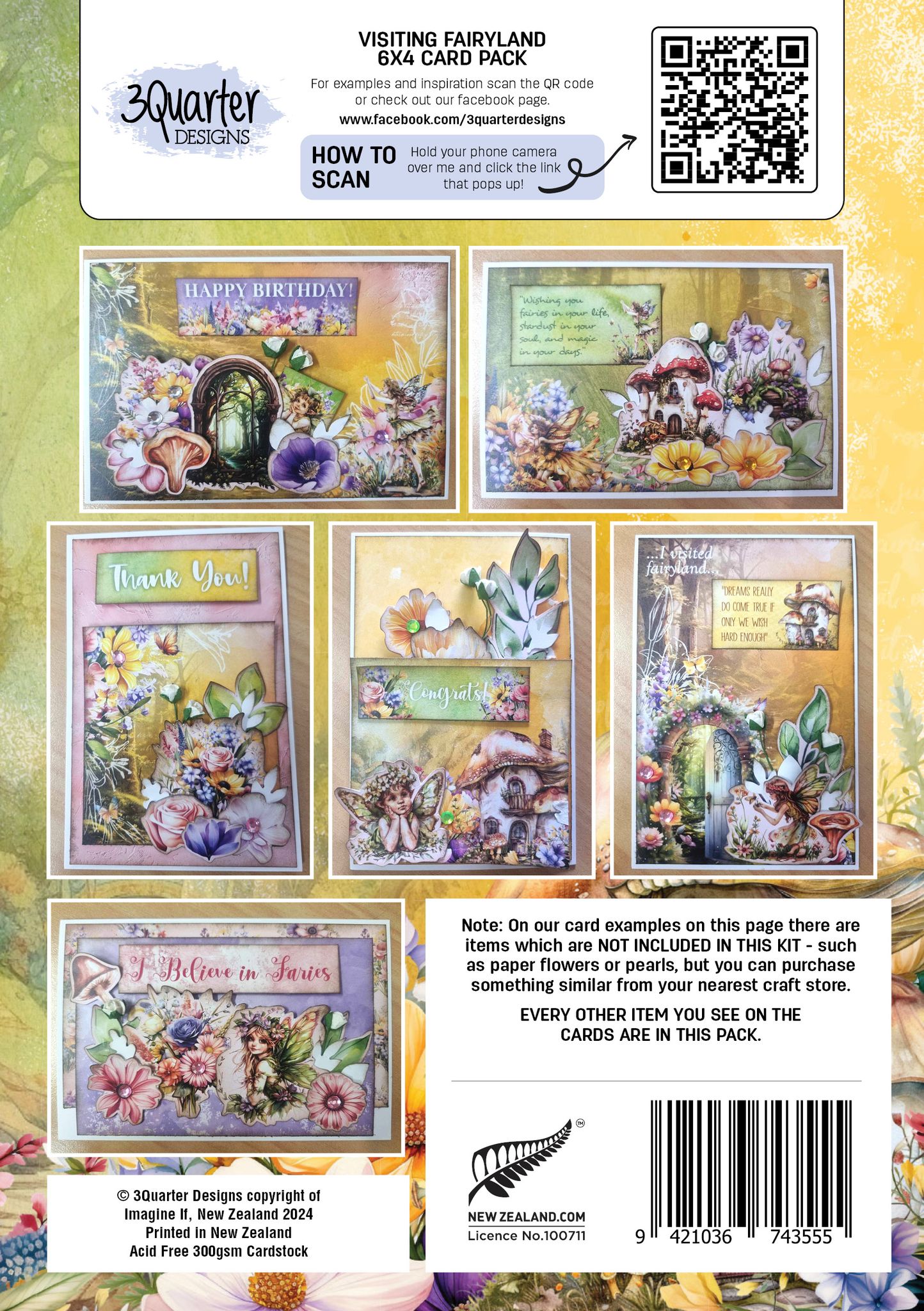 3Quarter Designs - Visiting Fairyland - 6x4 Card Making Pack - The Crafty Kiwi