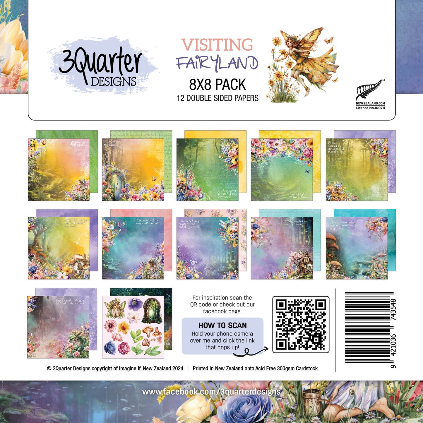 3Quarter Designs - Visiting Fairyland - 8x8 Paper Pack - The Crafty Kiwi