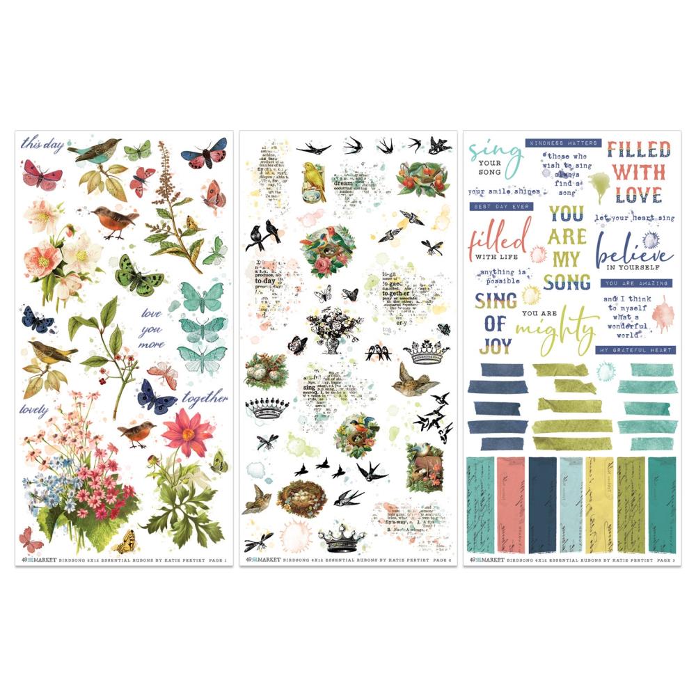 49 and Market - BIRDSONG - Rub - On Transfer Set - Essentials - The Crafty Kiwi