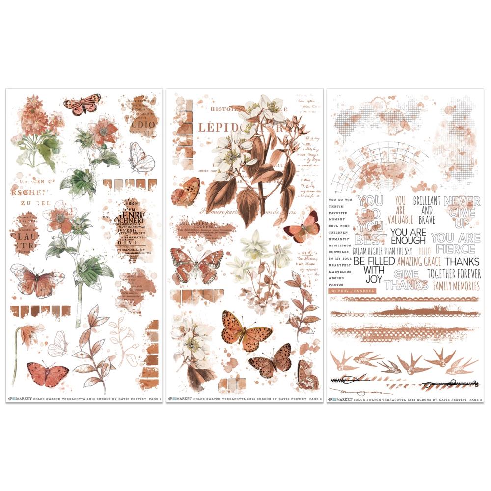 49 and Market - COLOR SWATCH: TERRACOTTA - Rub - On Transfer Set - The Crafty Kiwi