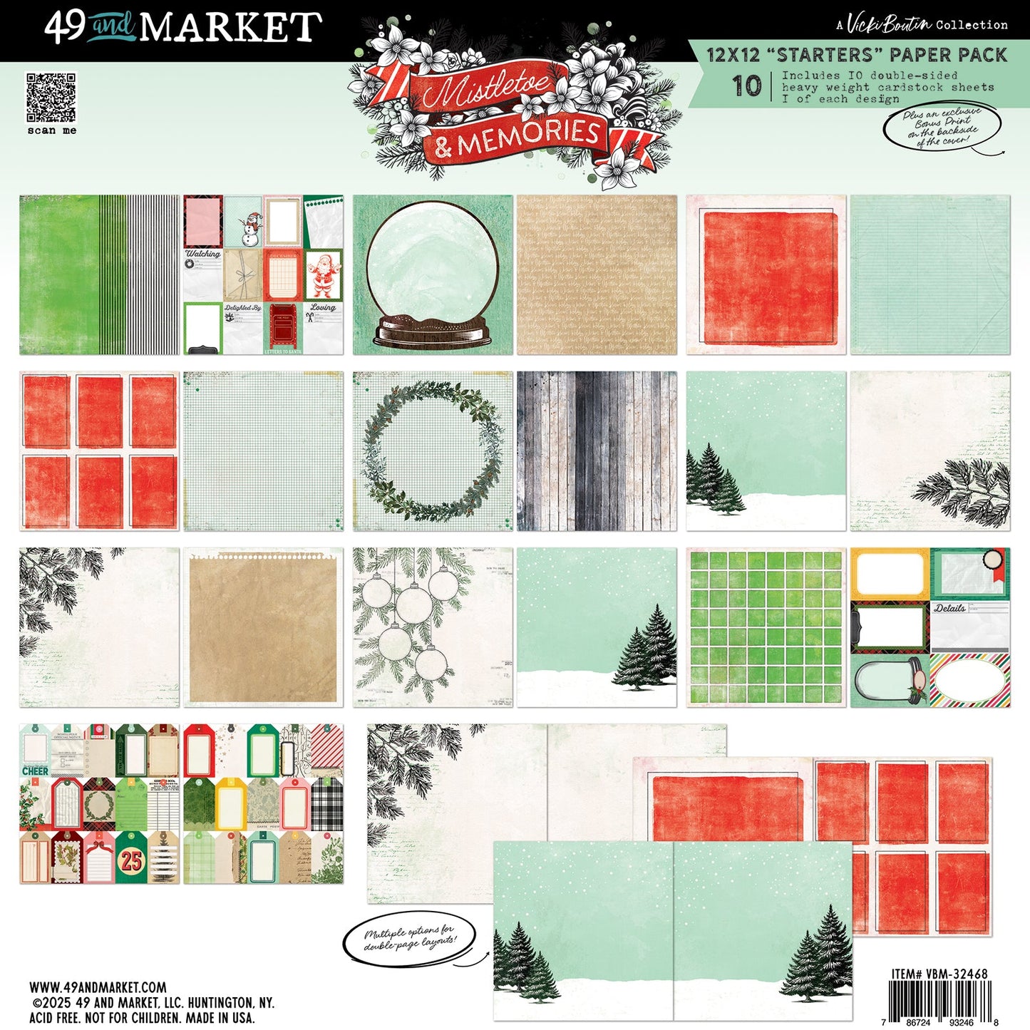 49 and Market - MISTLETOE AND MEMORIES - 12x12 Starters Collection Pack - The Crafty Kiwi