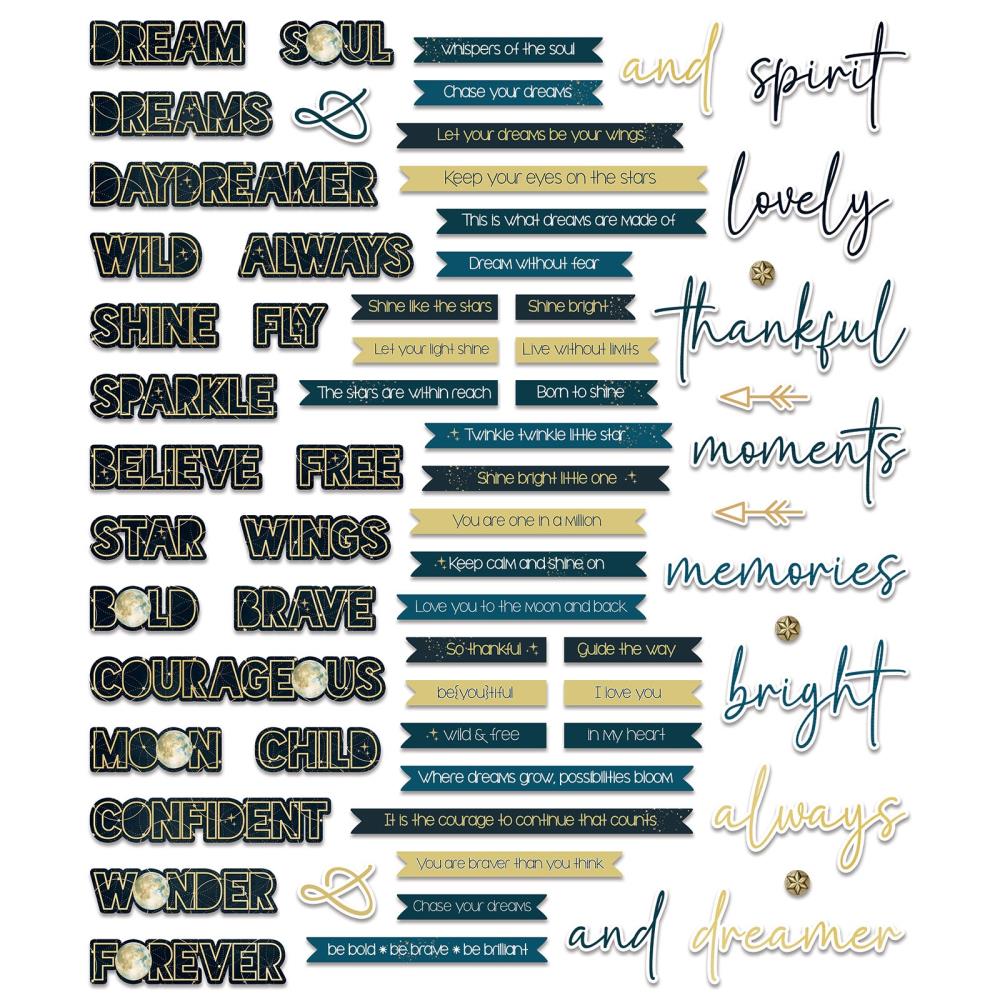 49 and Market - STARLIGHT DREAMS - Chipboard Word Set - The Crafty Kiwi