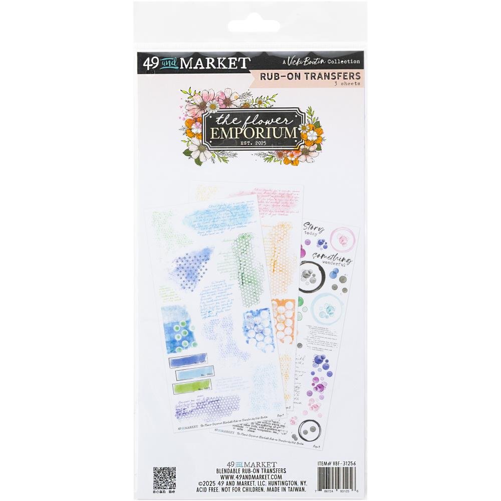49 And Market - THE FLOWER EMPORIUM - Rub - On Transfer Set - Blendable - The Crafty Kiwi