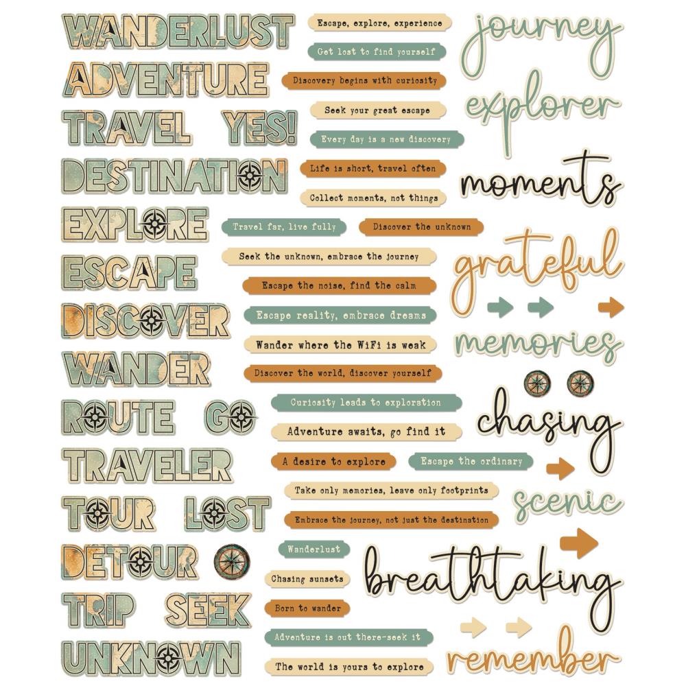 49 and Market - WANDERLUST EXPLORER - Chipboard Word Set - The Crafty Kiwi