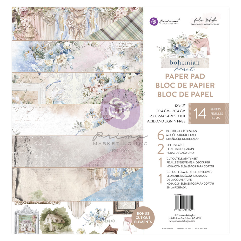 Prima Marketing - Bohemian Heart - 12x12 Paper Pad