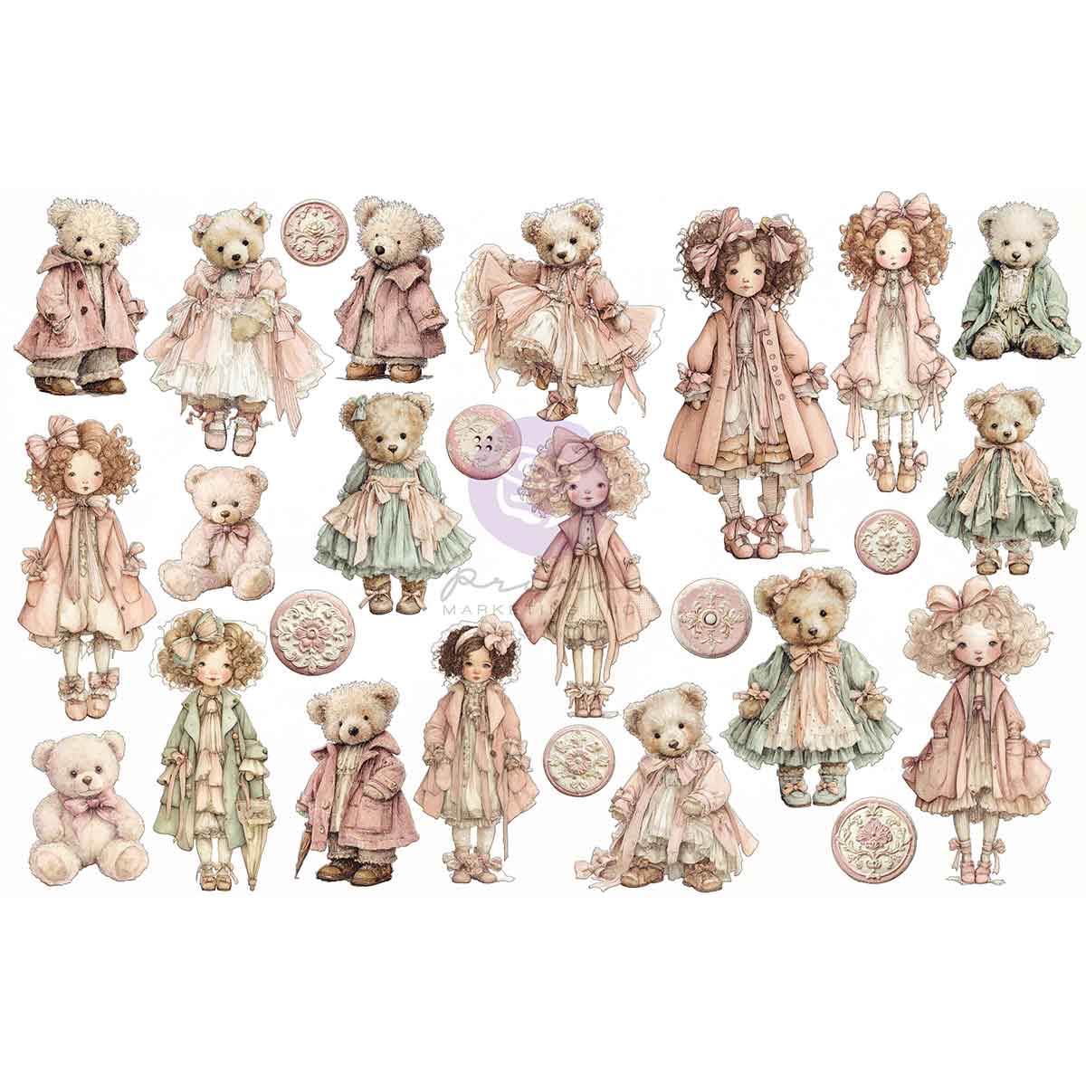 Prima Marketing - BUTTONS & KEEPSAKES Collection Ephemera – Cherished (52/pcs)
