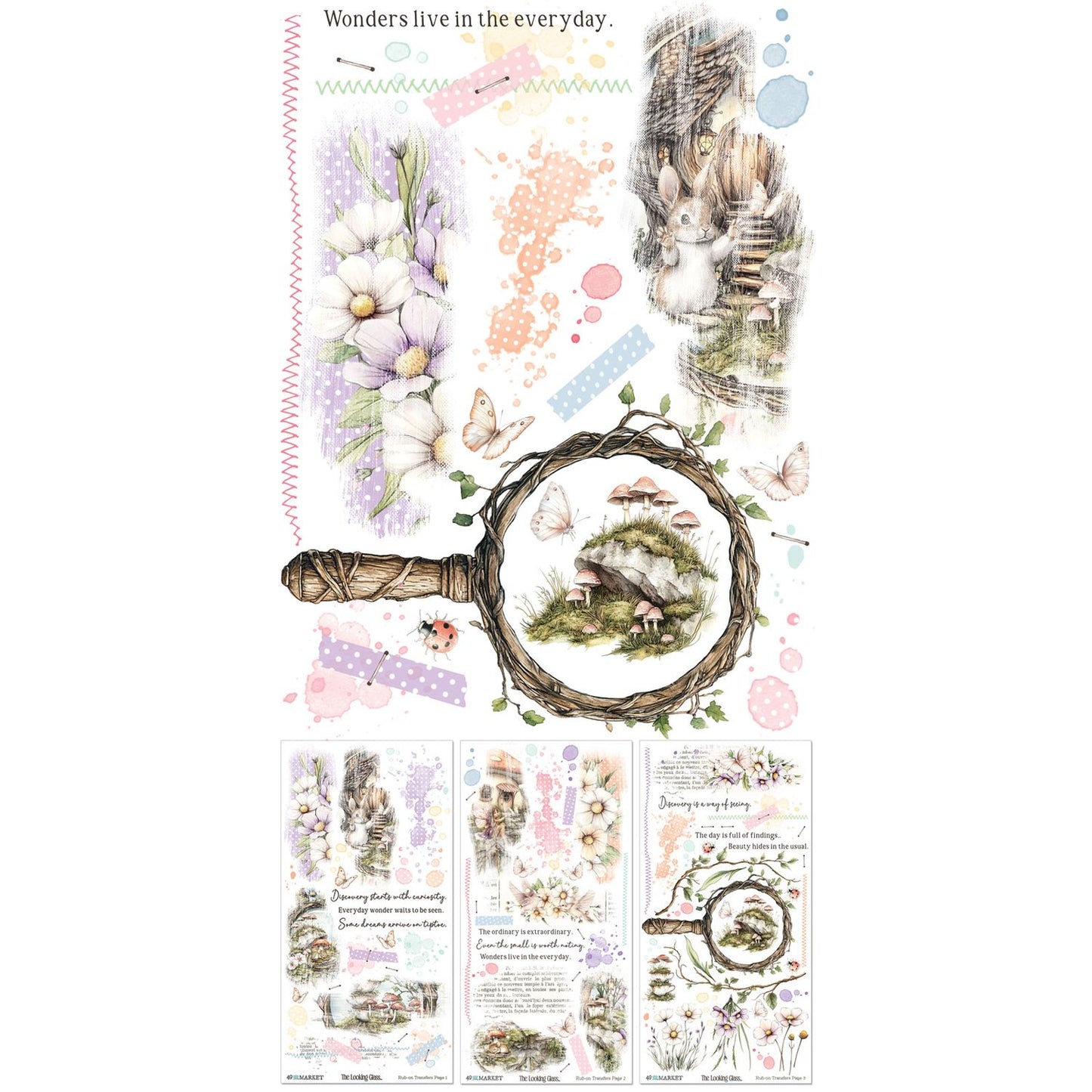 49 and Market -The Looking Glass - Blendable Rub-On Transfer Set 6"X12