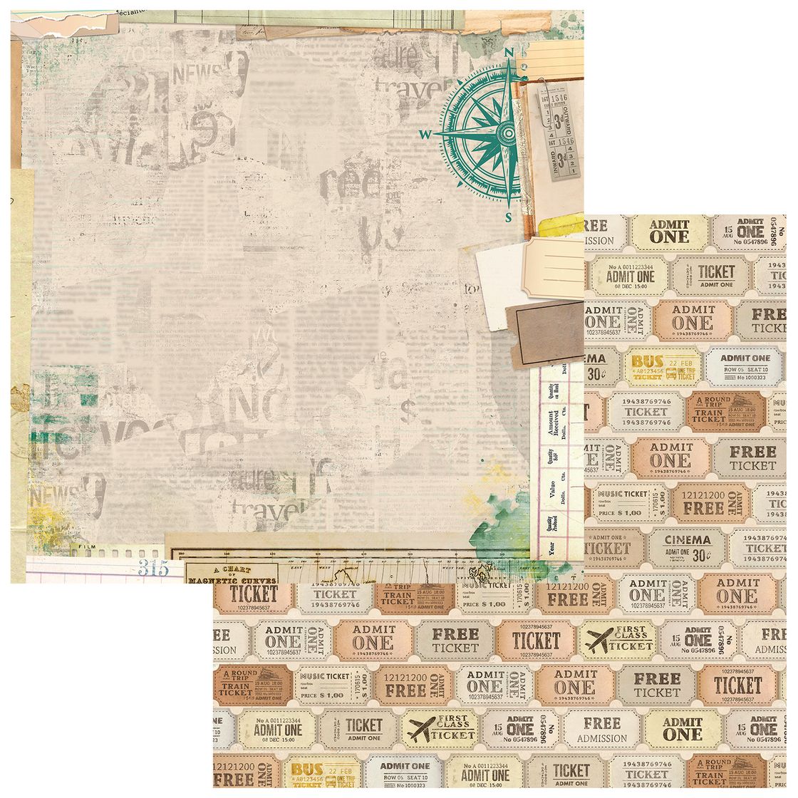 49 and Market - Travel Diaries - 12x12 Cardstock Travel Notes (1/sheet)