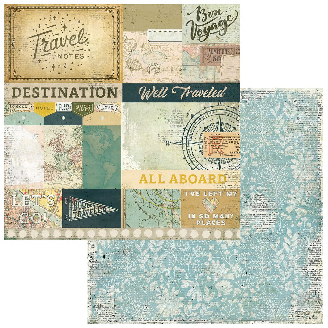 49 and Market - Travel Diaries - 12x12 Cardstock All Aboard (1/sheet)