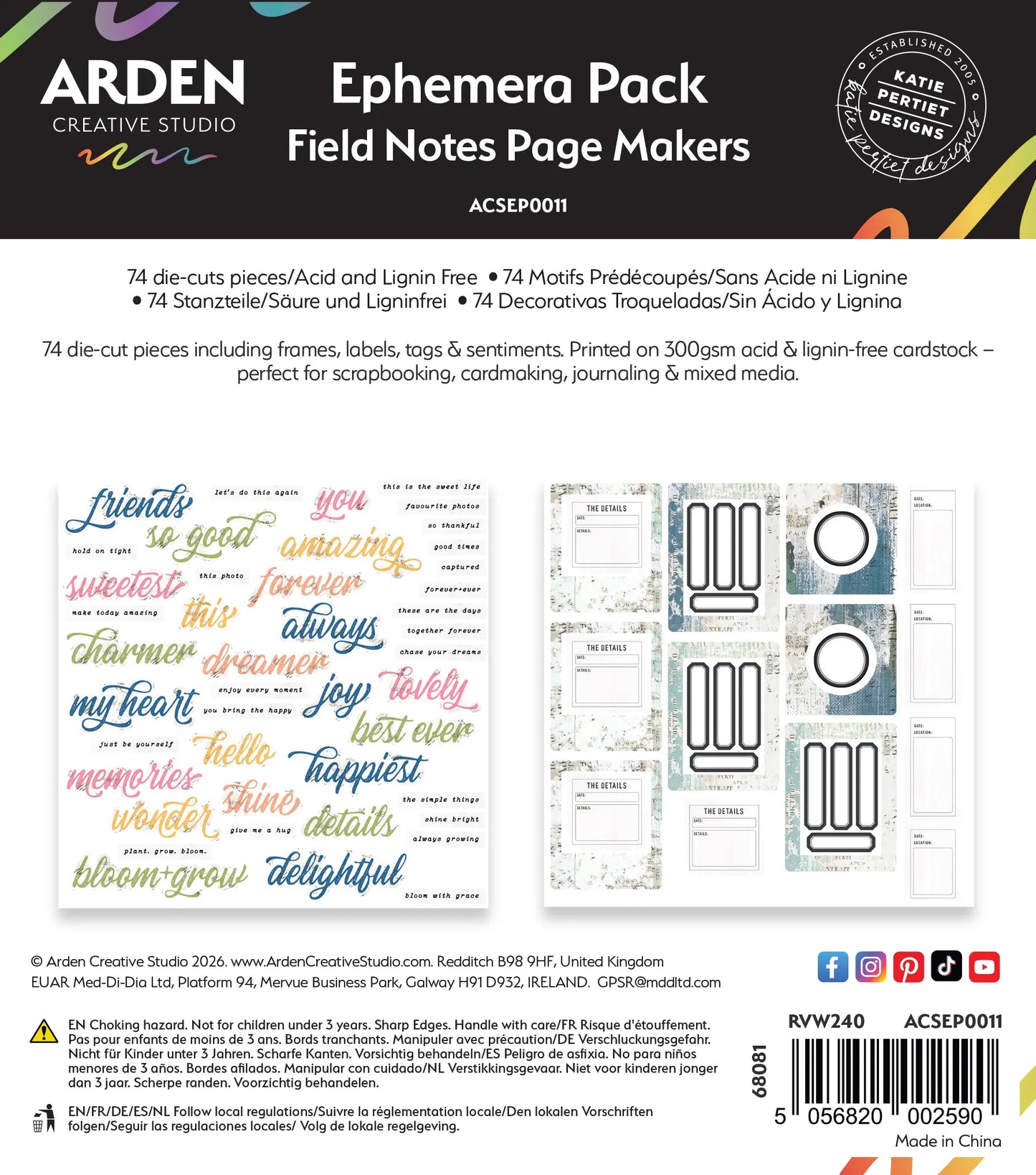 Arden Creative Studio - Field Notes - Page Makers Ephemera Pack