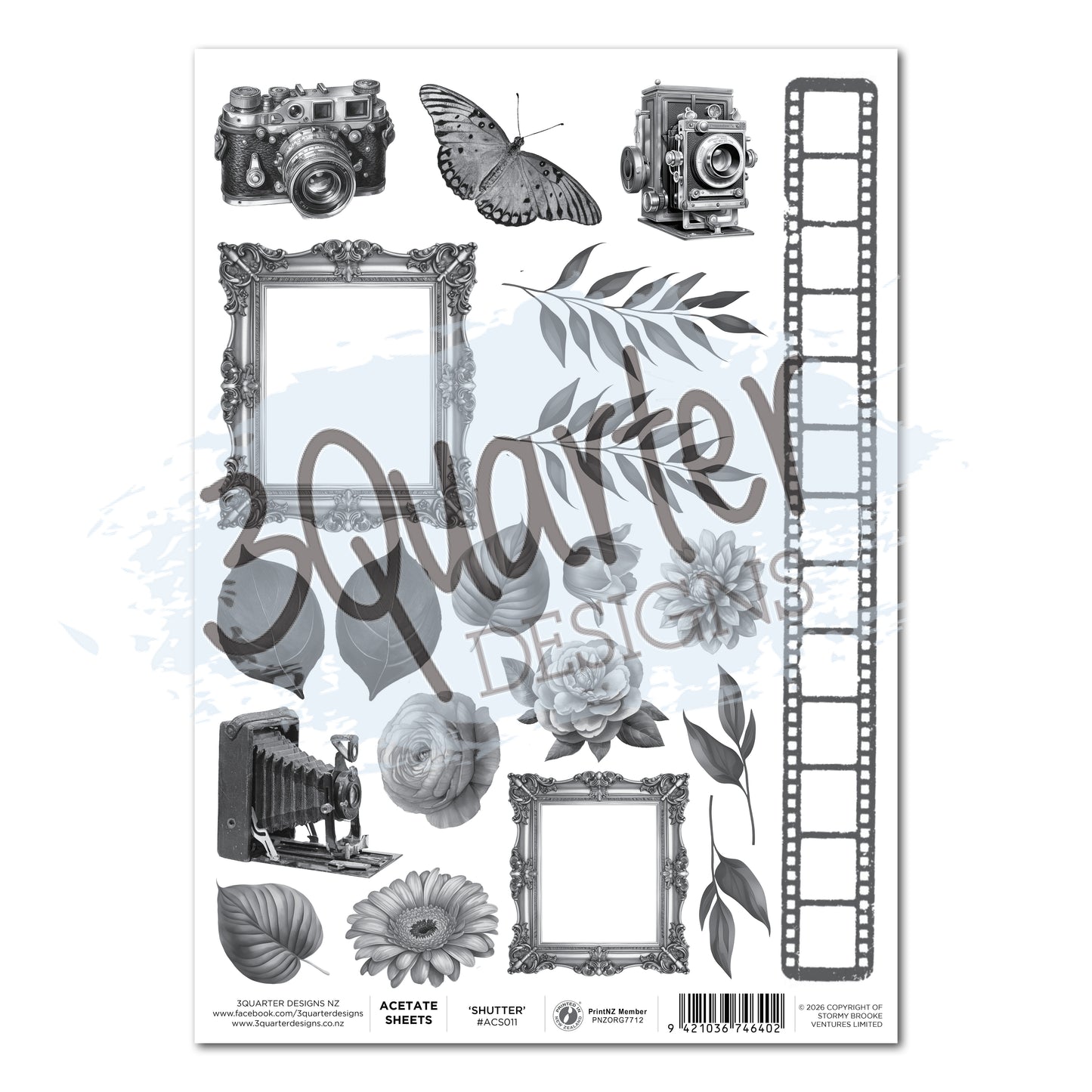 3Quarter Designs - Shutter Glam - Acetate Sheet (1/sheet)