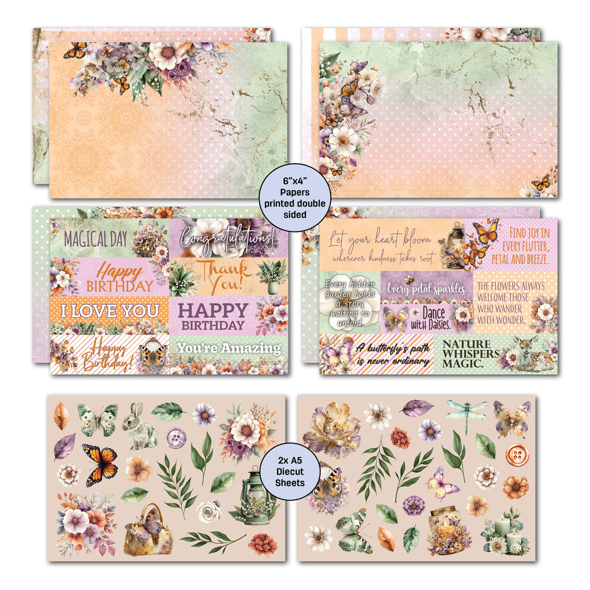 3Quarter Designs - 6x4 Card Making Pack - Butterfly Grove
