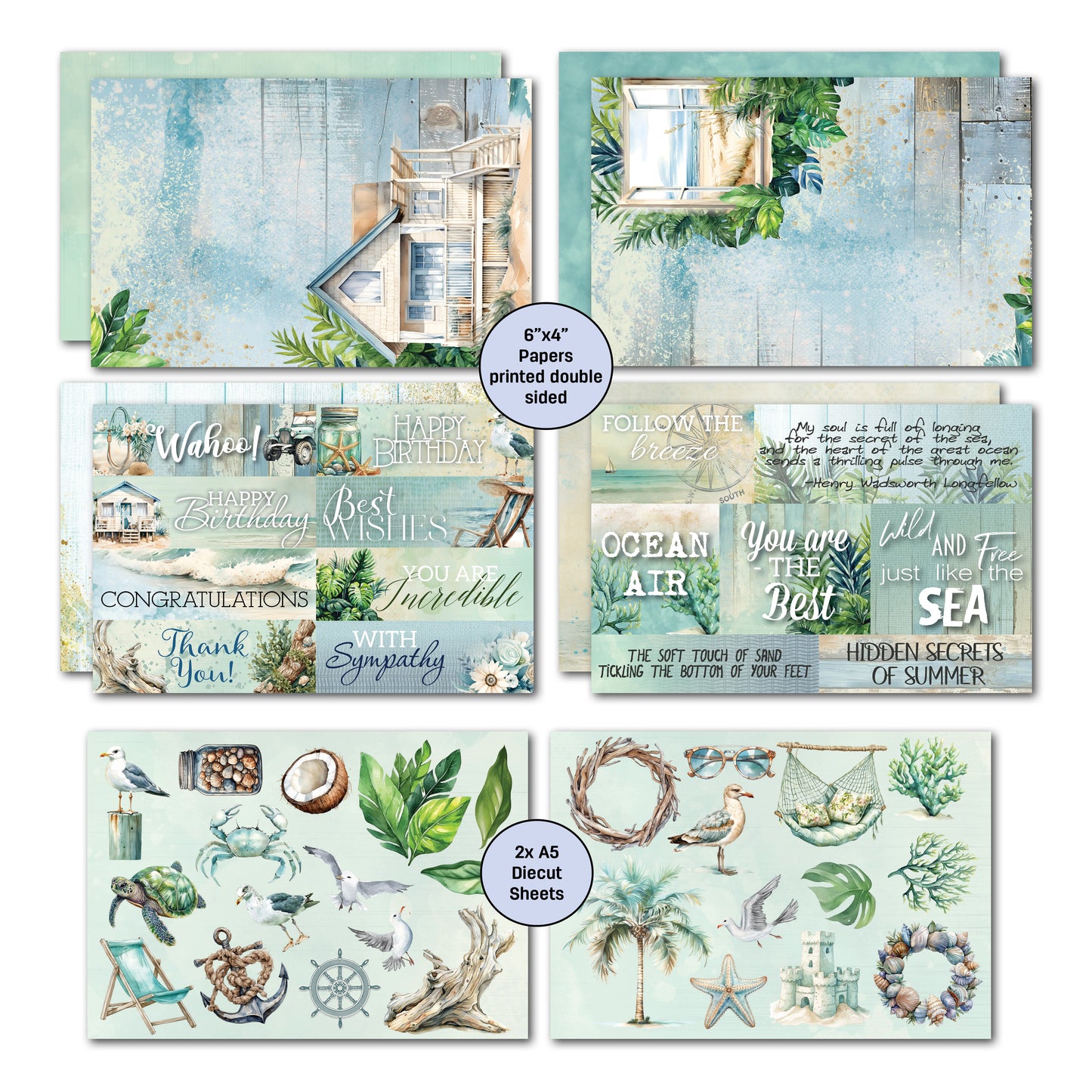 3Quarter Designs - 6x4 Card Making Pack - Beachside Life