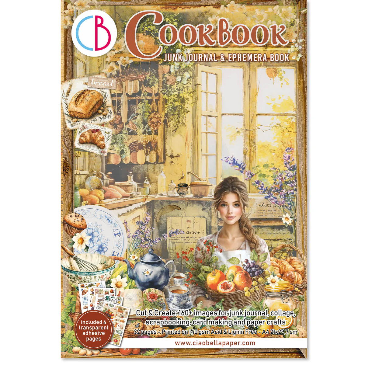 Ciao Bella - Junk Journal Ephemera Book - Cookbook (A4 32/Pkg)