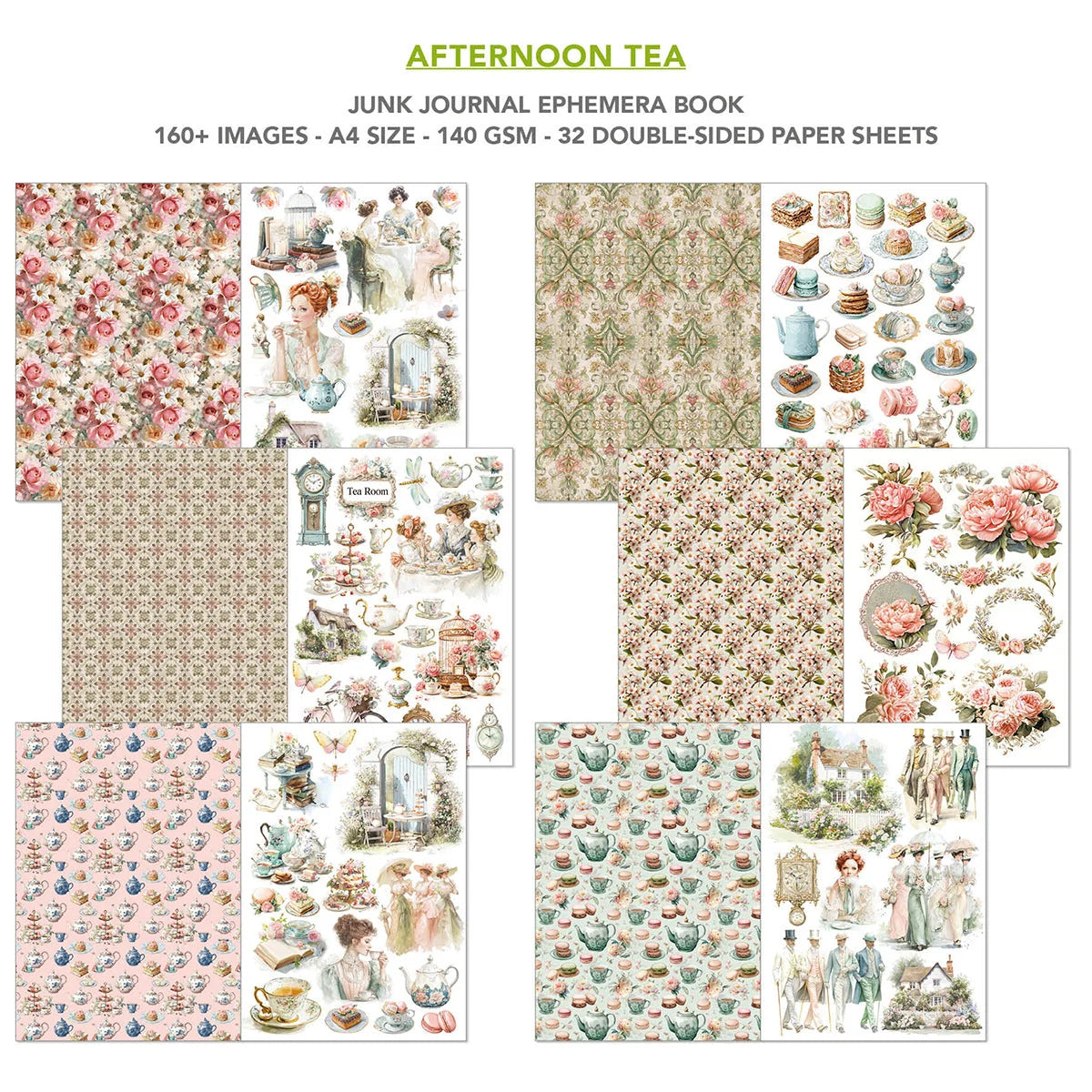 Ciao Bella - Junk Journal & Ephemera Book - Afternoon Tea (A4 32/pkg)