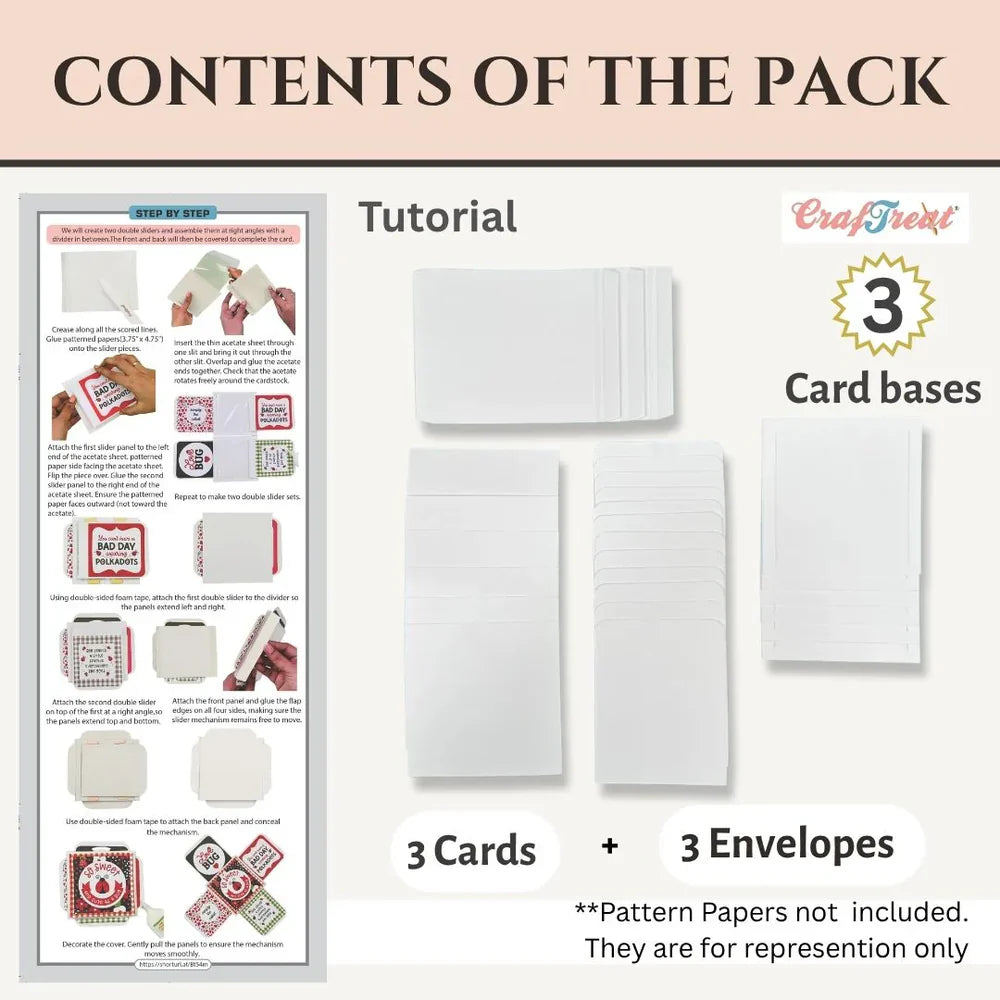 CrafTreat - Card Blanks - Quadruple Slider Card - White (3 Sets)