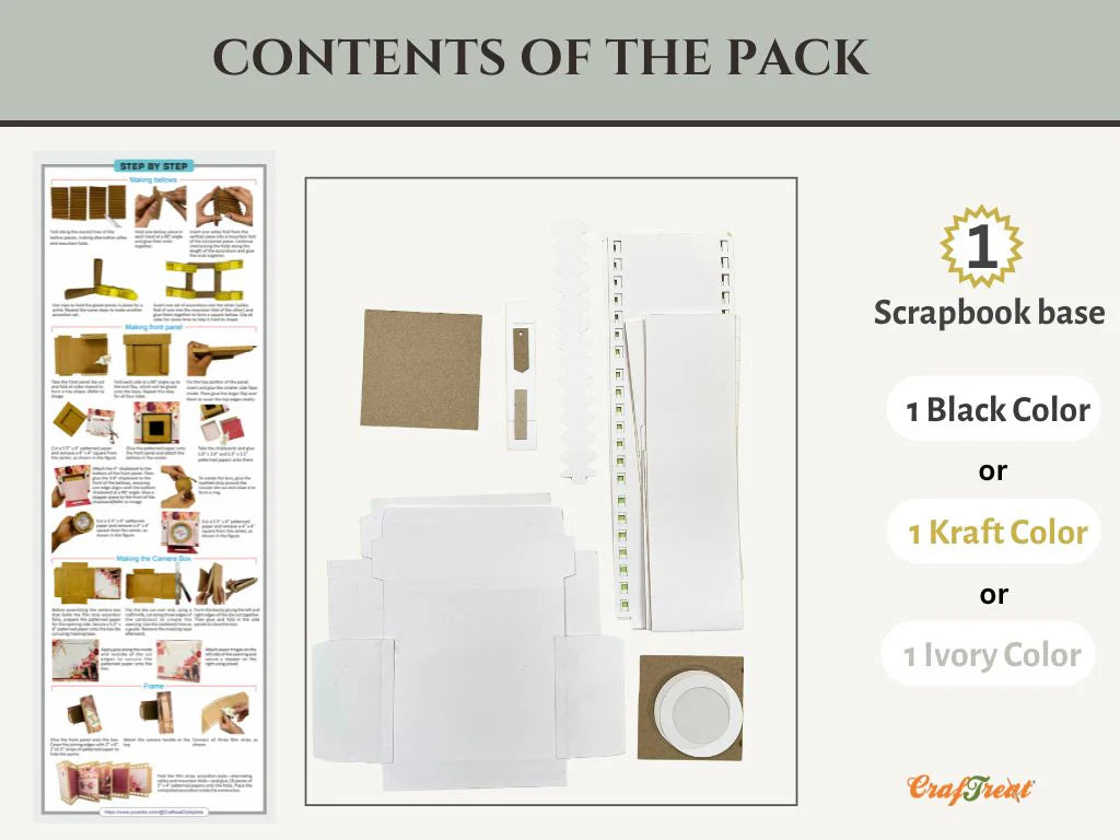 CrafTreat - Scrapbook Blank Precut Album Base - Vintage Camera - Ivory