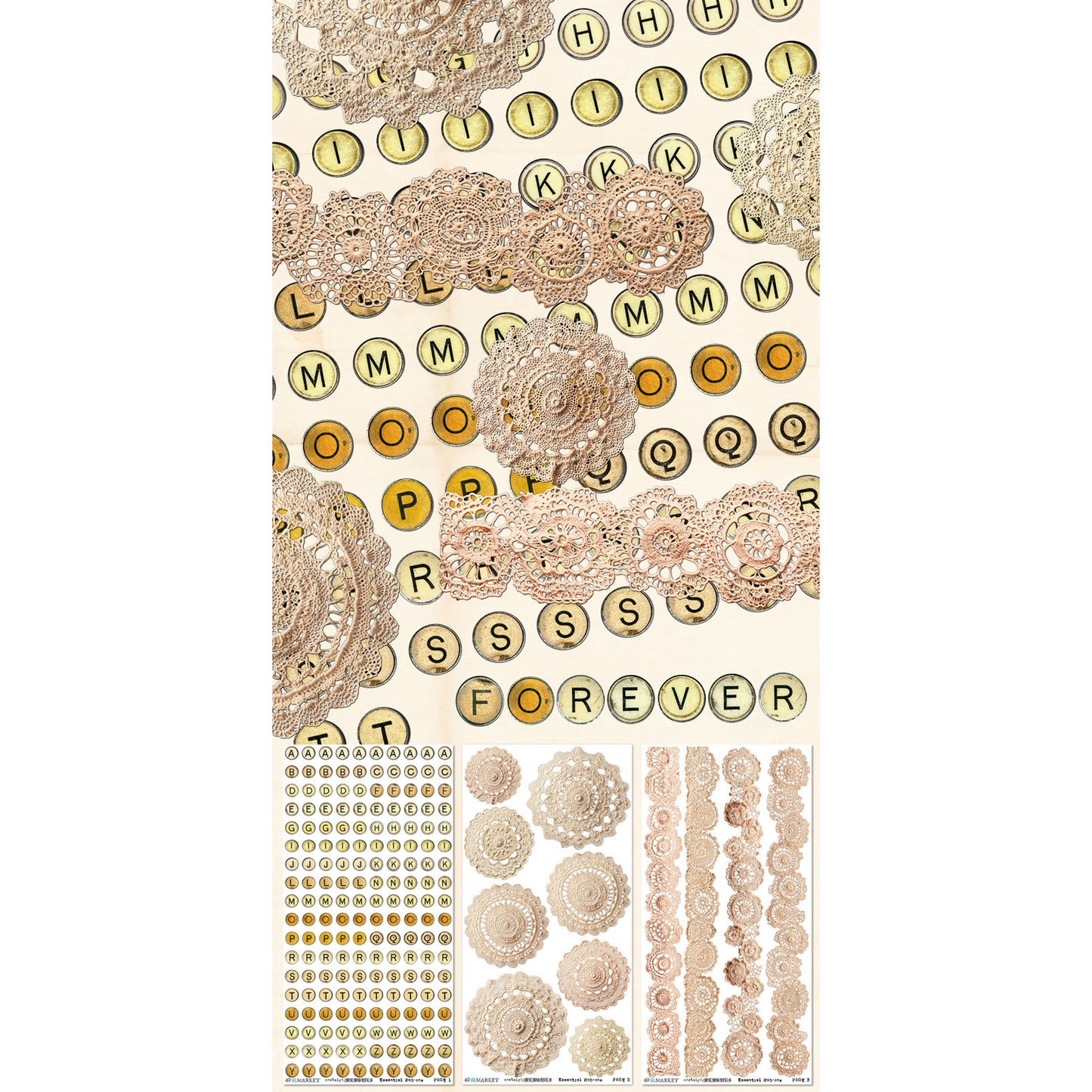 49 and Market - Nostalgic Memories - 6 x12 Essentials Rub-on Transfer Set