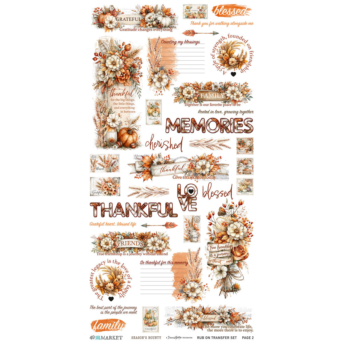 49 and Market - Season's Bounty - Essential Rub-on Transfer Set 6"x12"