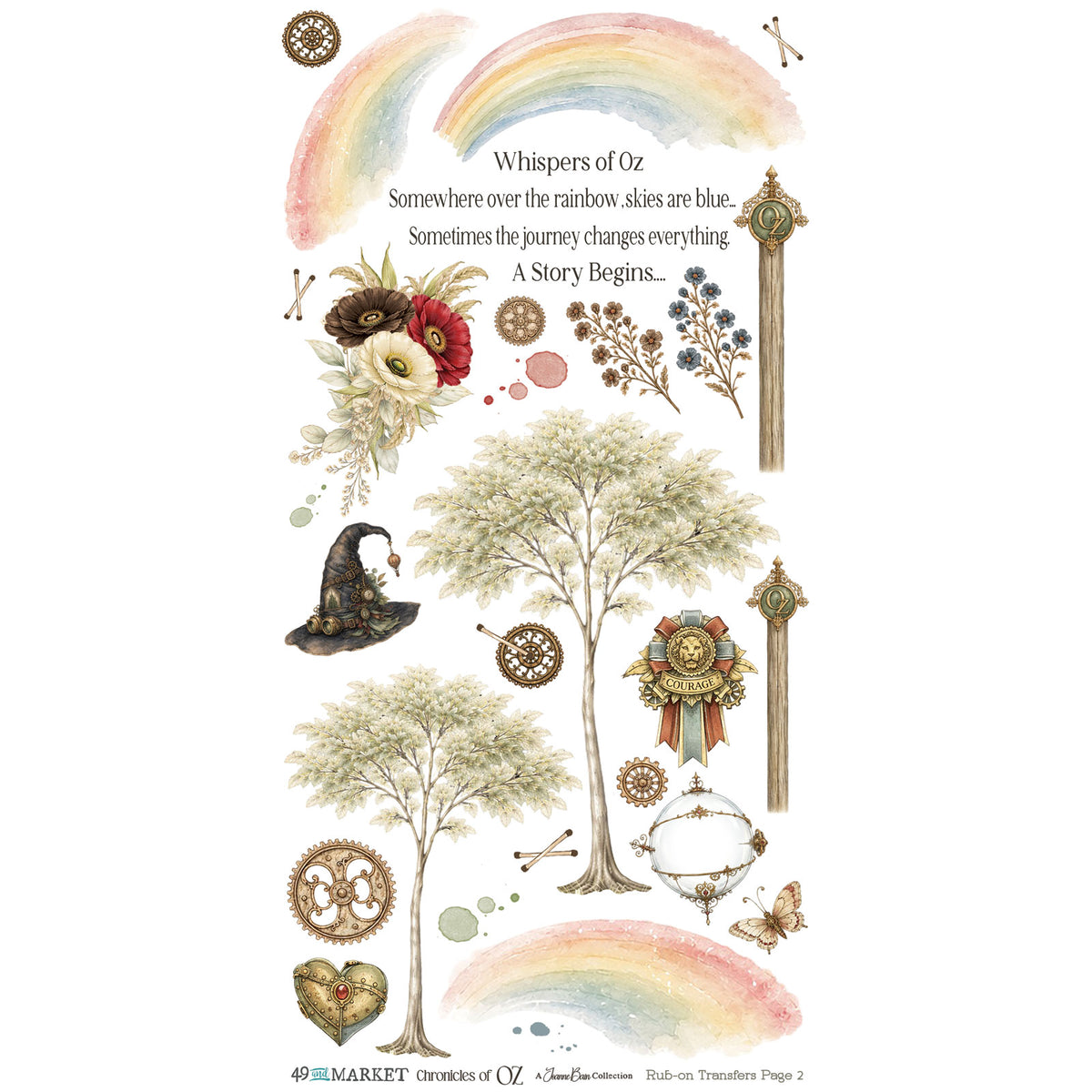 49 and Market - Chronicles of Oz - Blendable Rub-on Transfer Set 6"x12"
