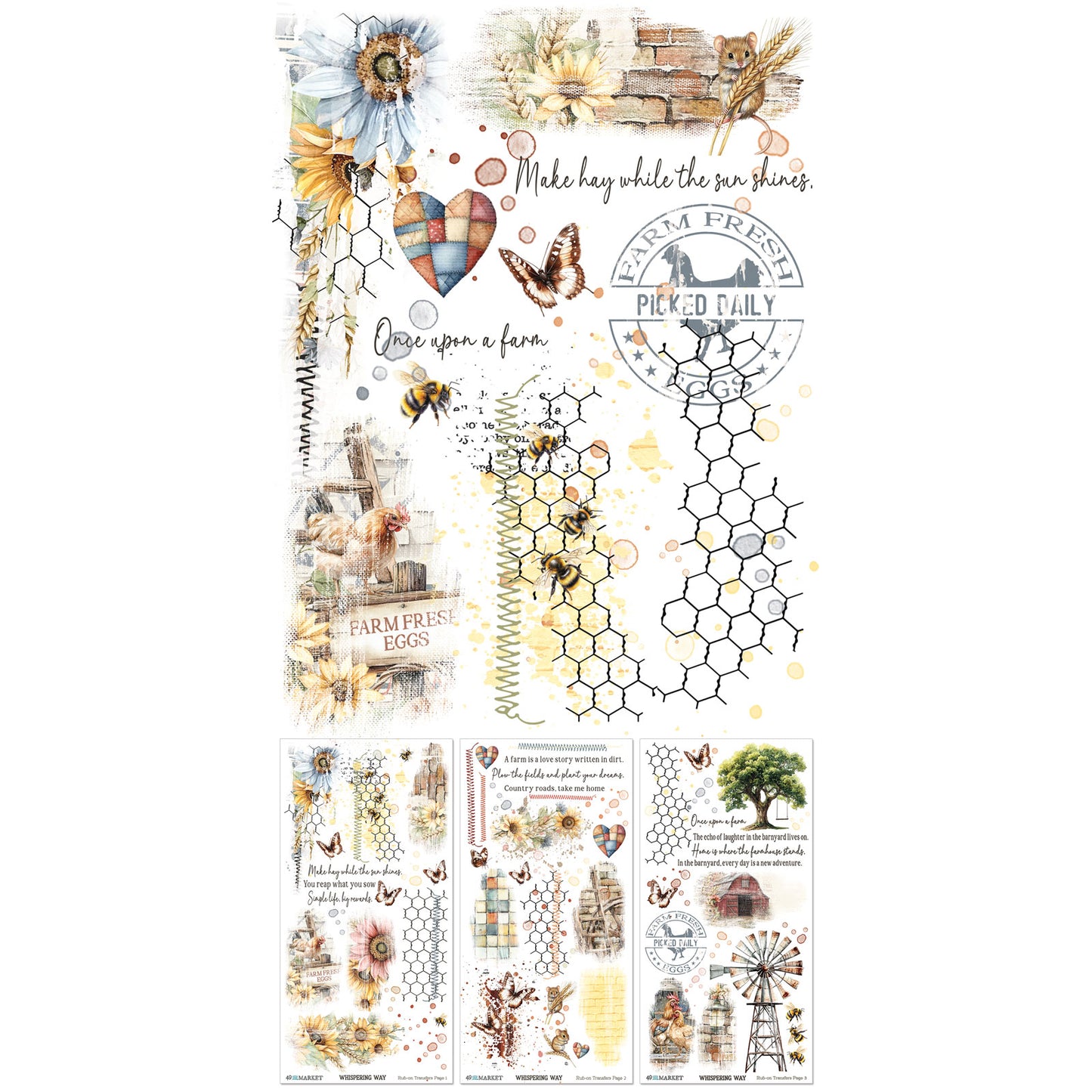 49 and Market - Whispering Way - 6 x12 Blendable Rub-on Transfer Set