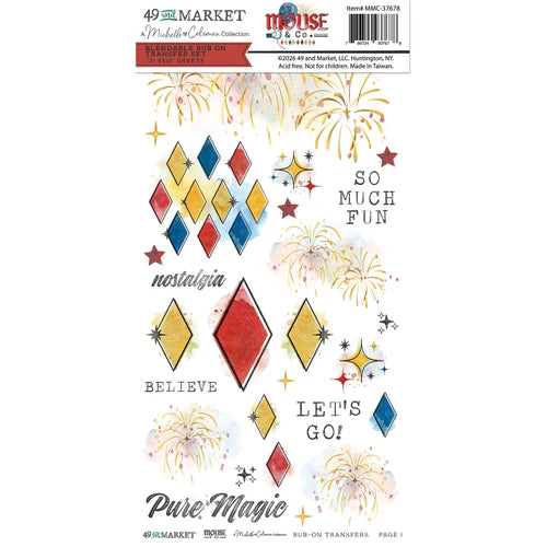 49 and Market - Mouse & Co. - Blendable Rub-On Transfer Set 6"X12