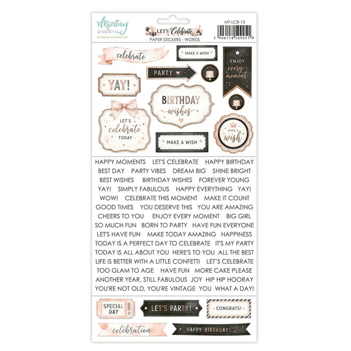 Mintay - LET'S CELEBRATE-13 - Paper Stickers Sheet Words