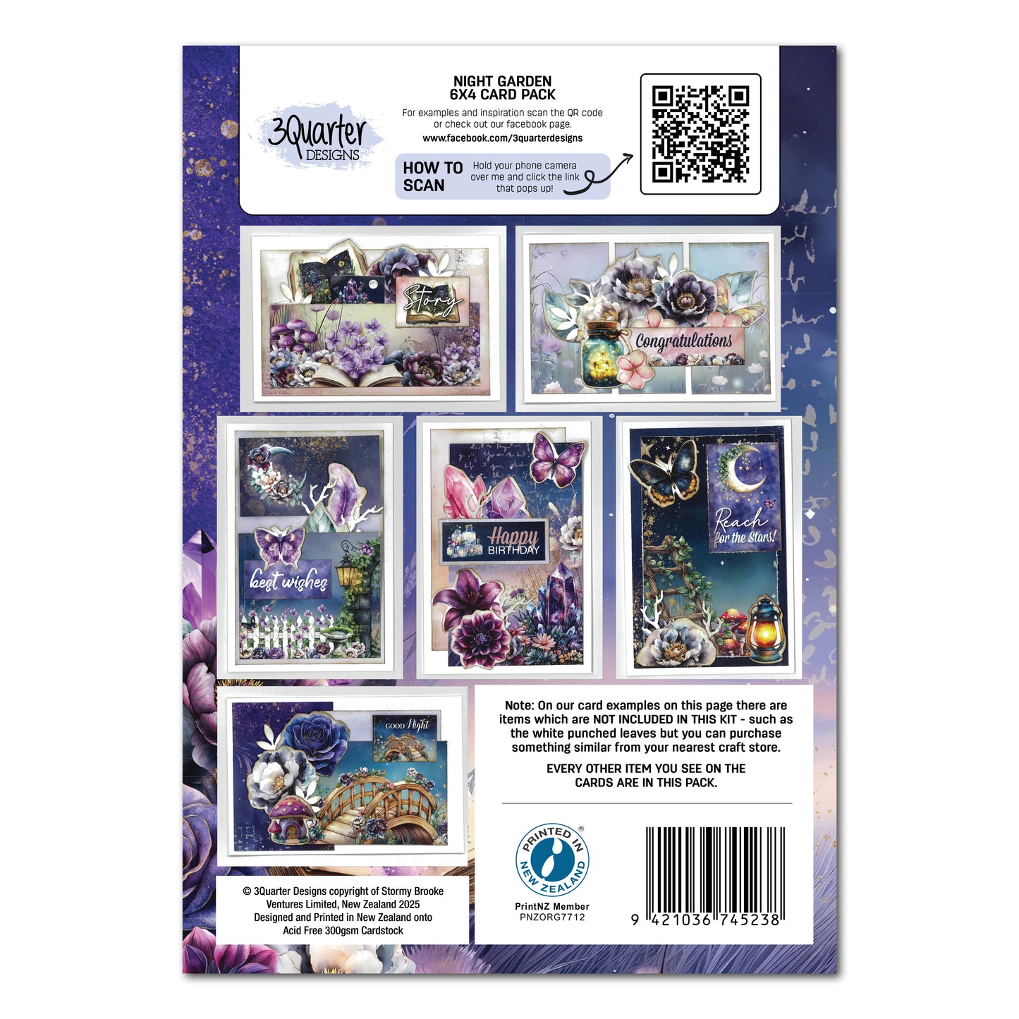 3Quarter Designs - 6x4 Card Making Pack - Night Garden