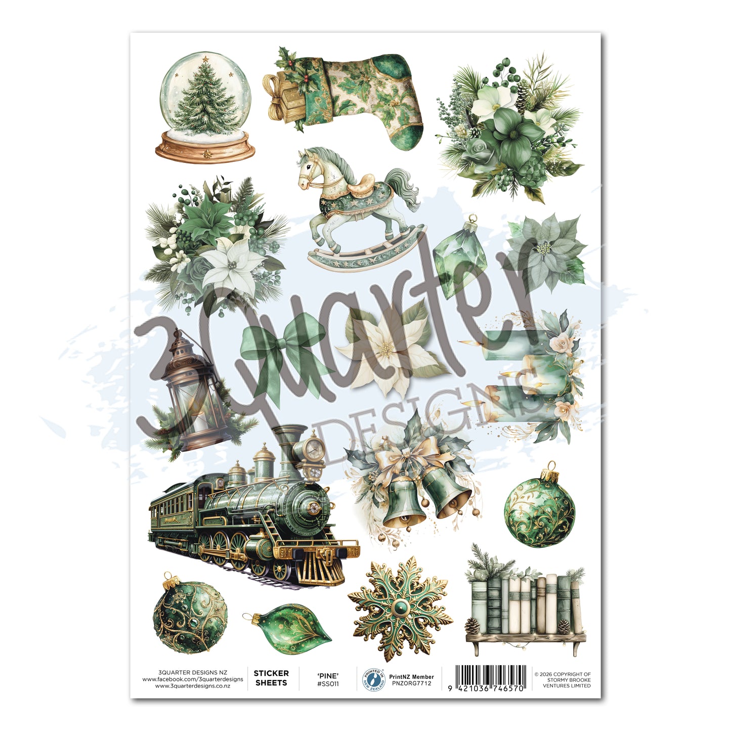 3Quarter Designs - Sticker Sheet - Pine Festivities