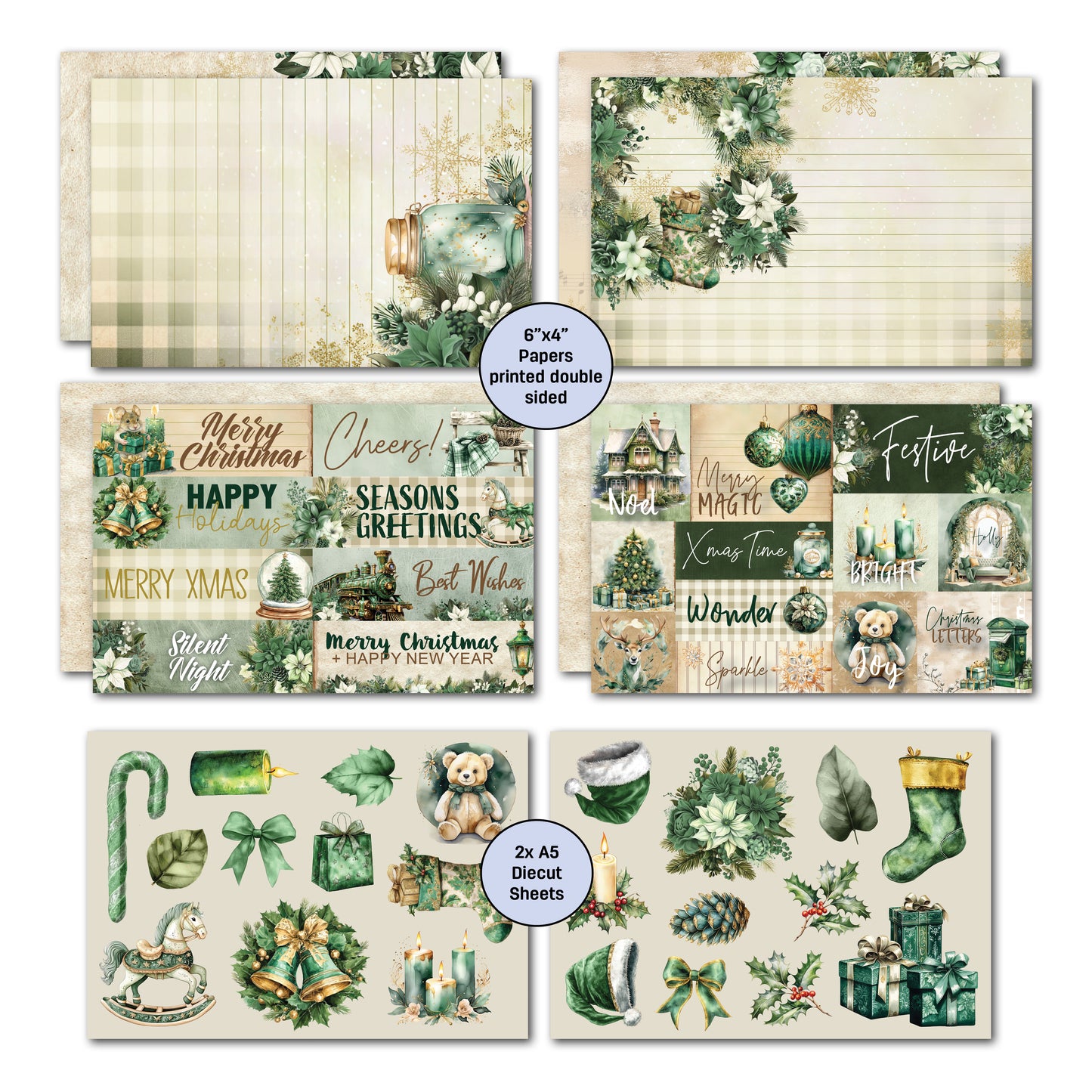 3Quarter Designs - 6x4 Card Making Pack - Pine Festivities