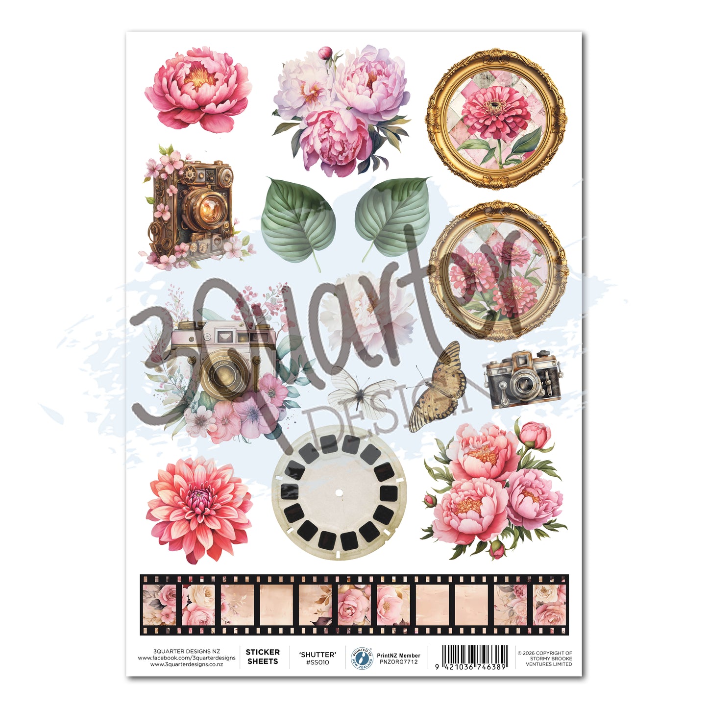 3Quarter Designs - Shutter Glam - Sticker Sheet (1/sheet)